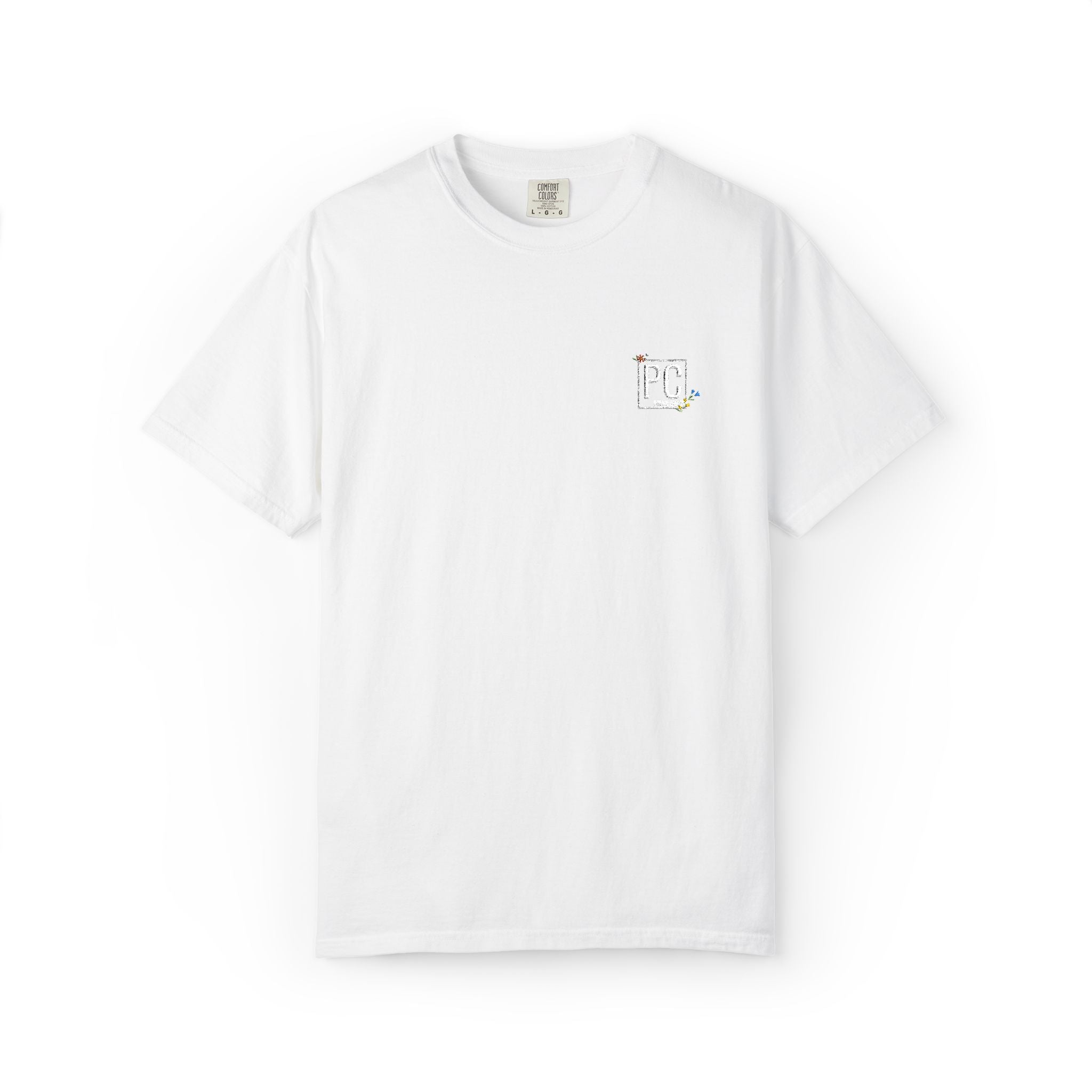 Poetic Chaos embroided white floral logo
