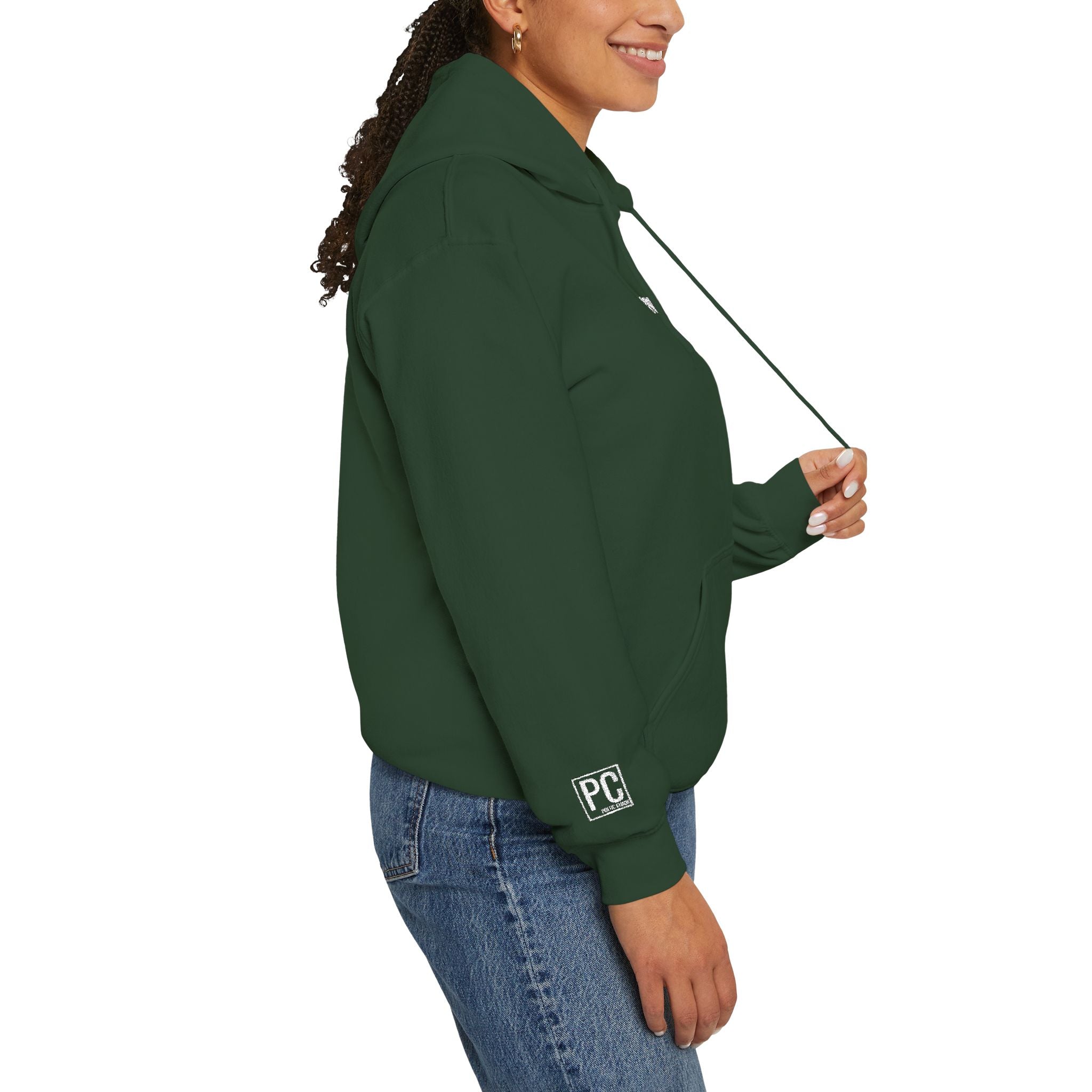 Poetic Chaos embroided white logo hoodie