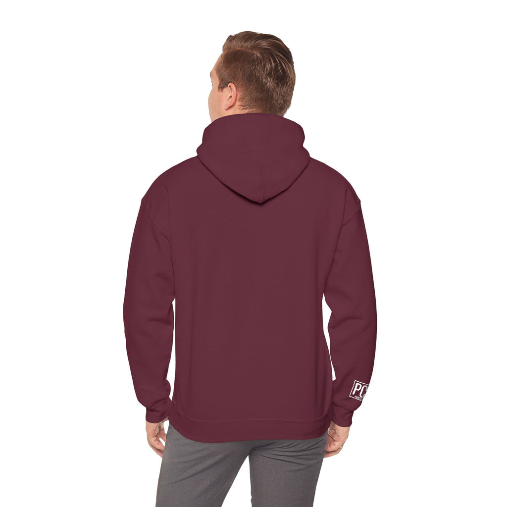 Poetic Chaos embroided white logo hoodie