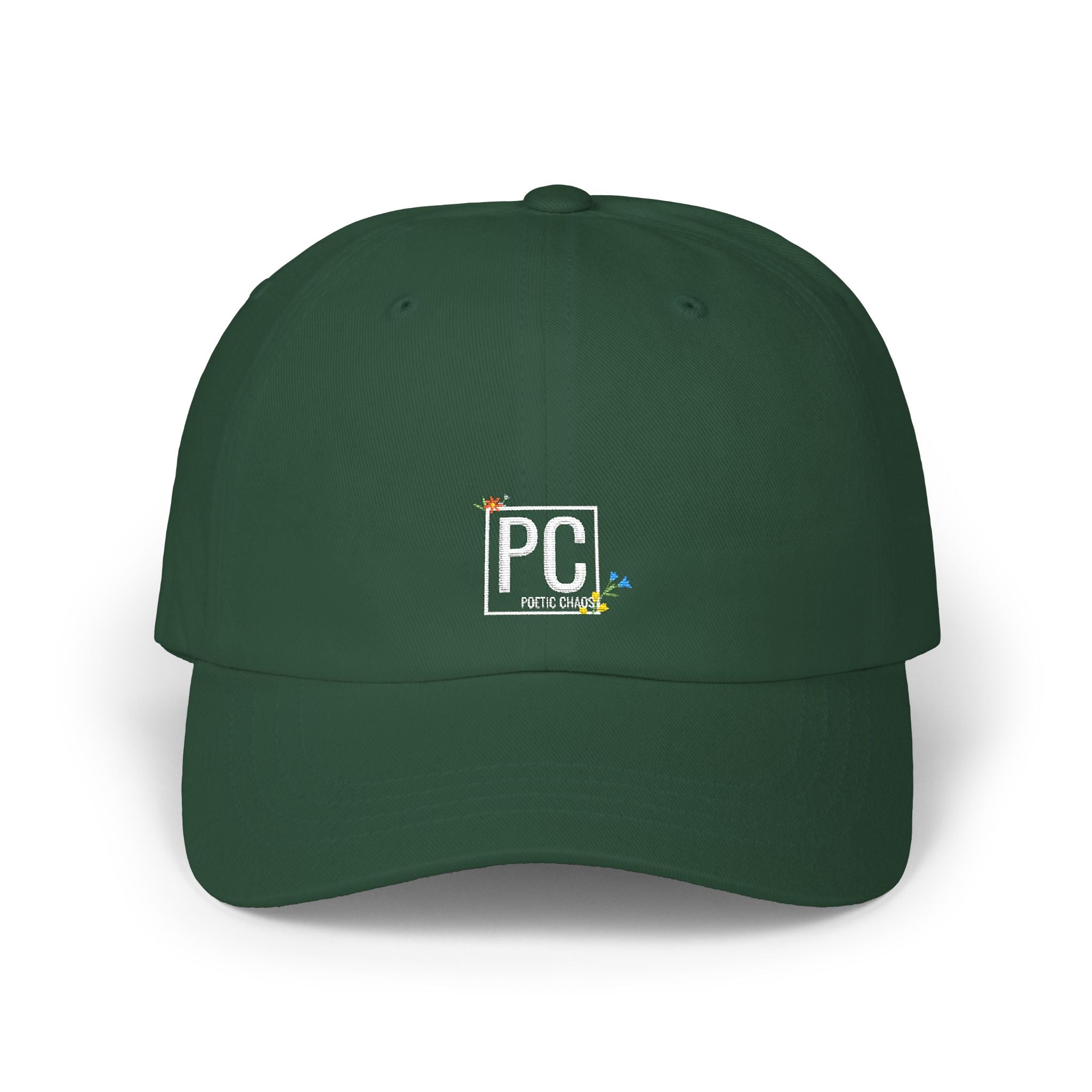 Poetic Chaos Dad Cap white Floral logo Embroidered Baseball Hat