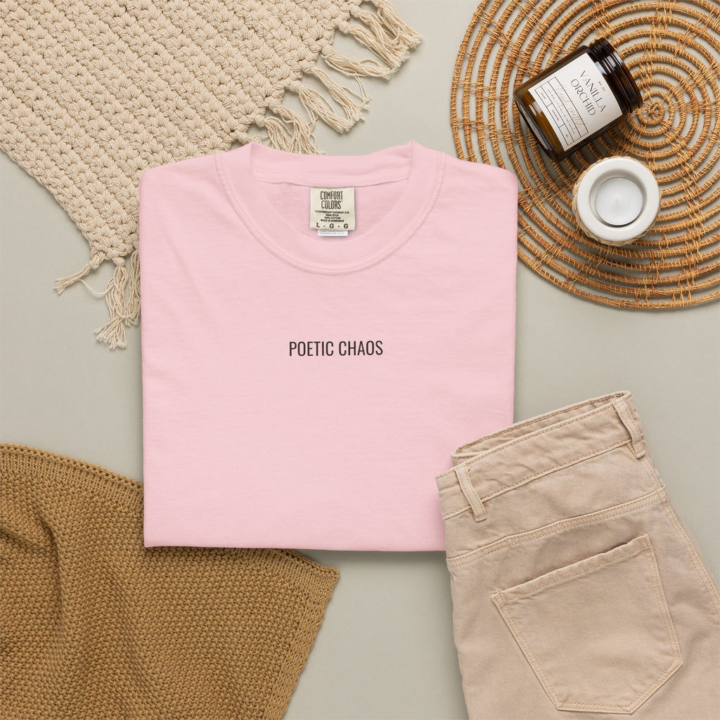 Poetic Chaos T-Shirt — Minimal Text Graphic Tee ("Poetic Chaos")