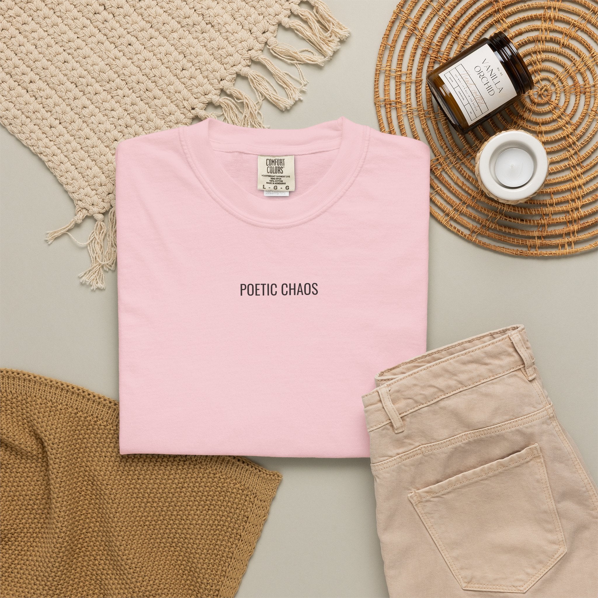 Poetic Chaos T-Shirt — Minimal Text Graphic Tee ("Poetic Chaos")