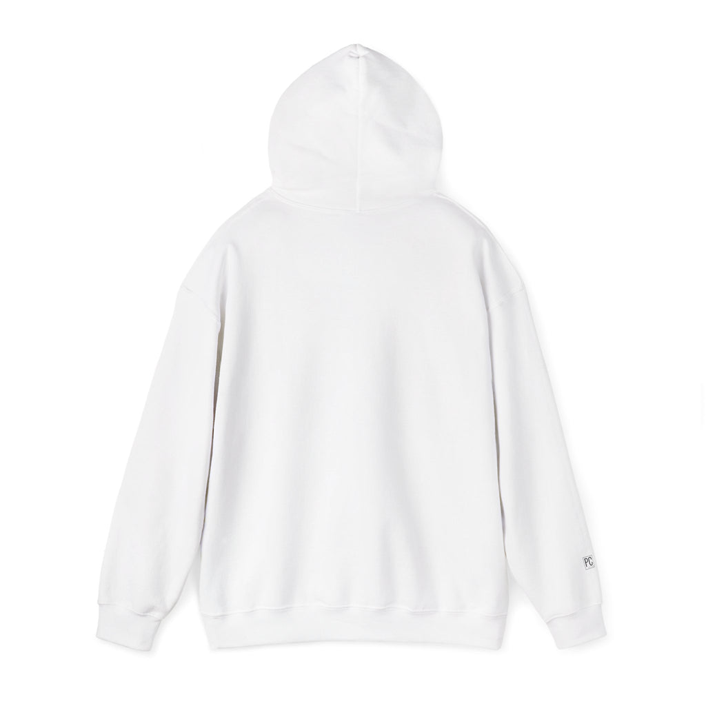 Poetic Chaos Minimalist Hoodie — Small Chest Text Pullover