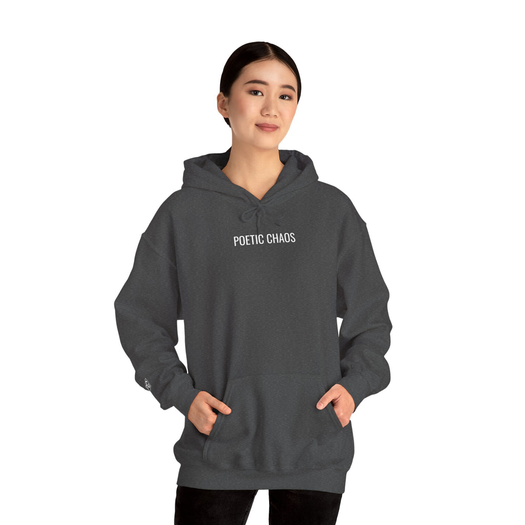 Poetic Chaos Hoodie — Minimal Black Streetwear Pullover white label
