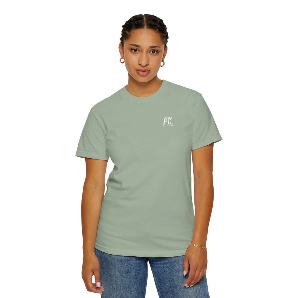 poetic chaos minimal t-shirt floral white logo label