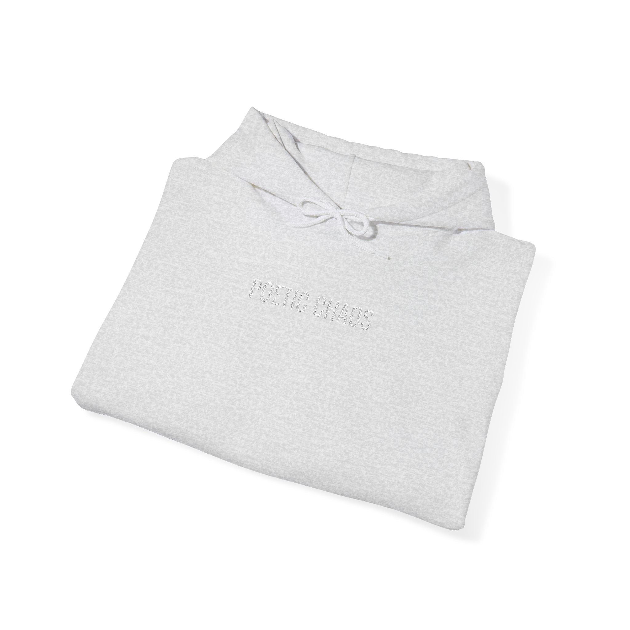 Poetic Chaos embroided white logo hoodie