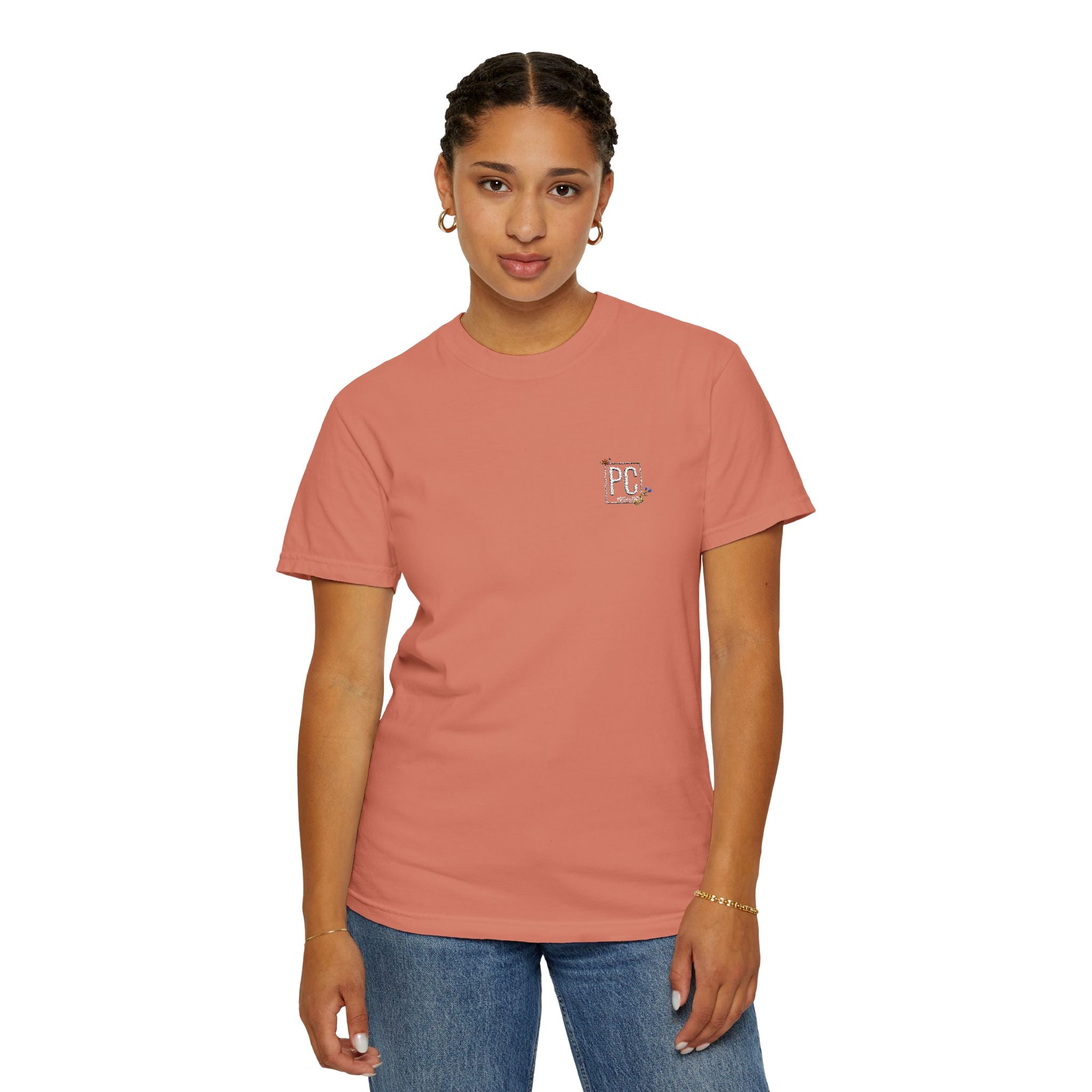 Poetic Chaos embroided white floral logo