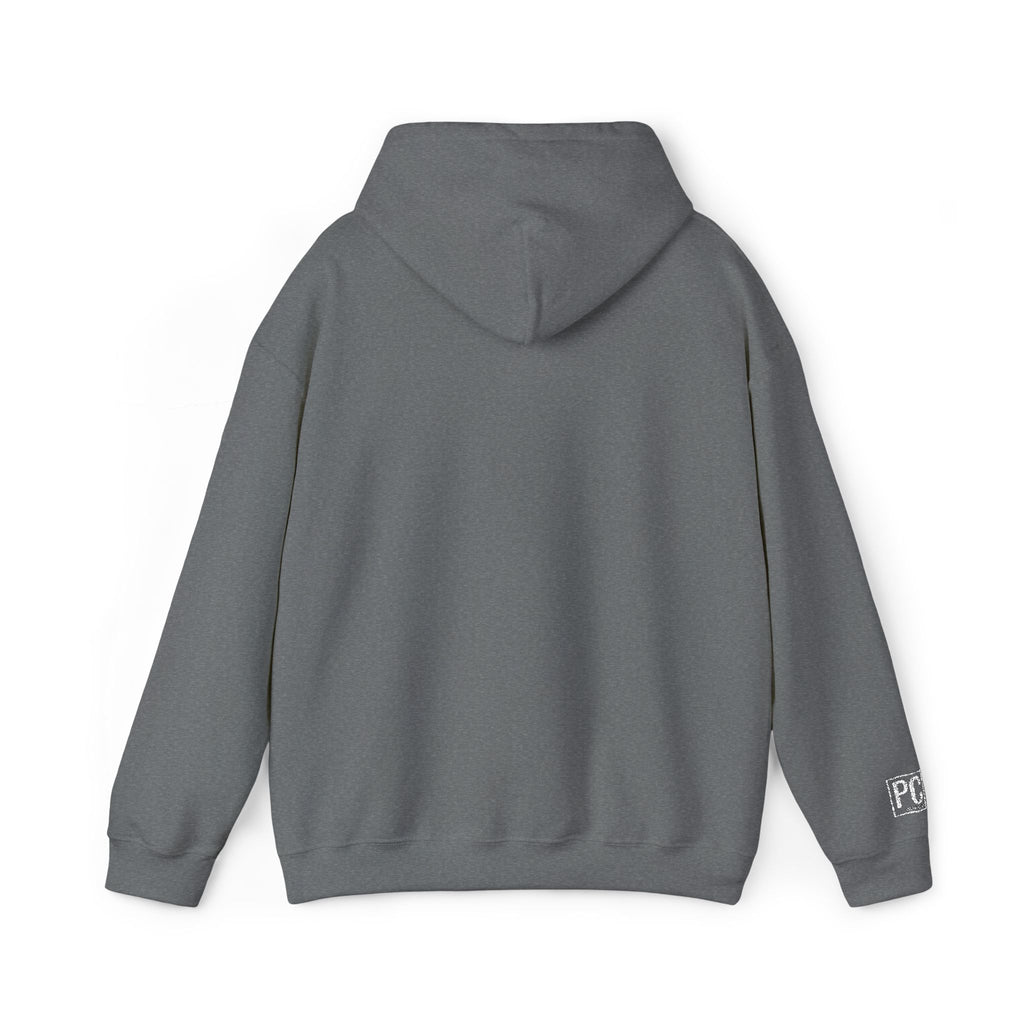 Poetic Chaos embroided white logo hoodie