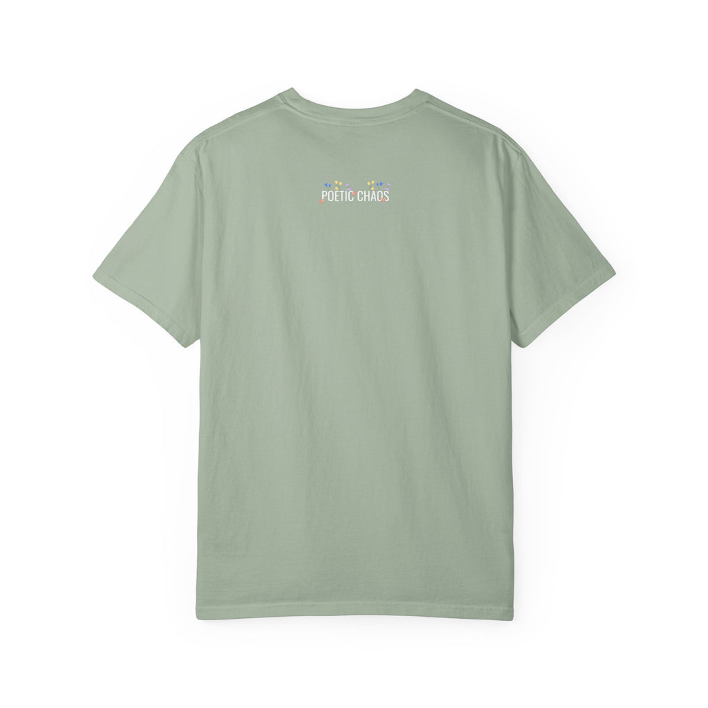 poetic chaos minimal t-shirt floral white logo label