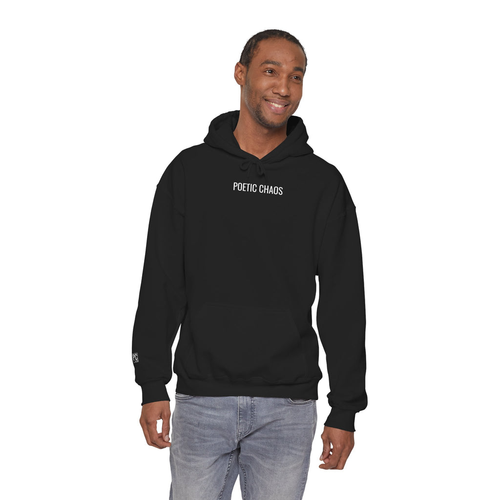 Poetic Chaos Hoodie — Minimal Black Streetwear Pullover white label