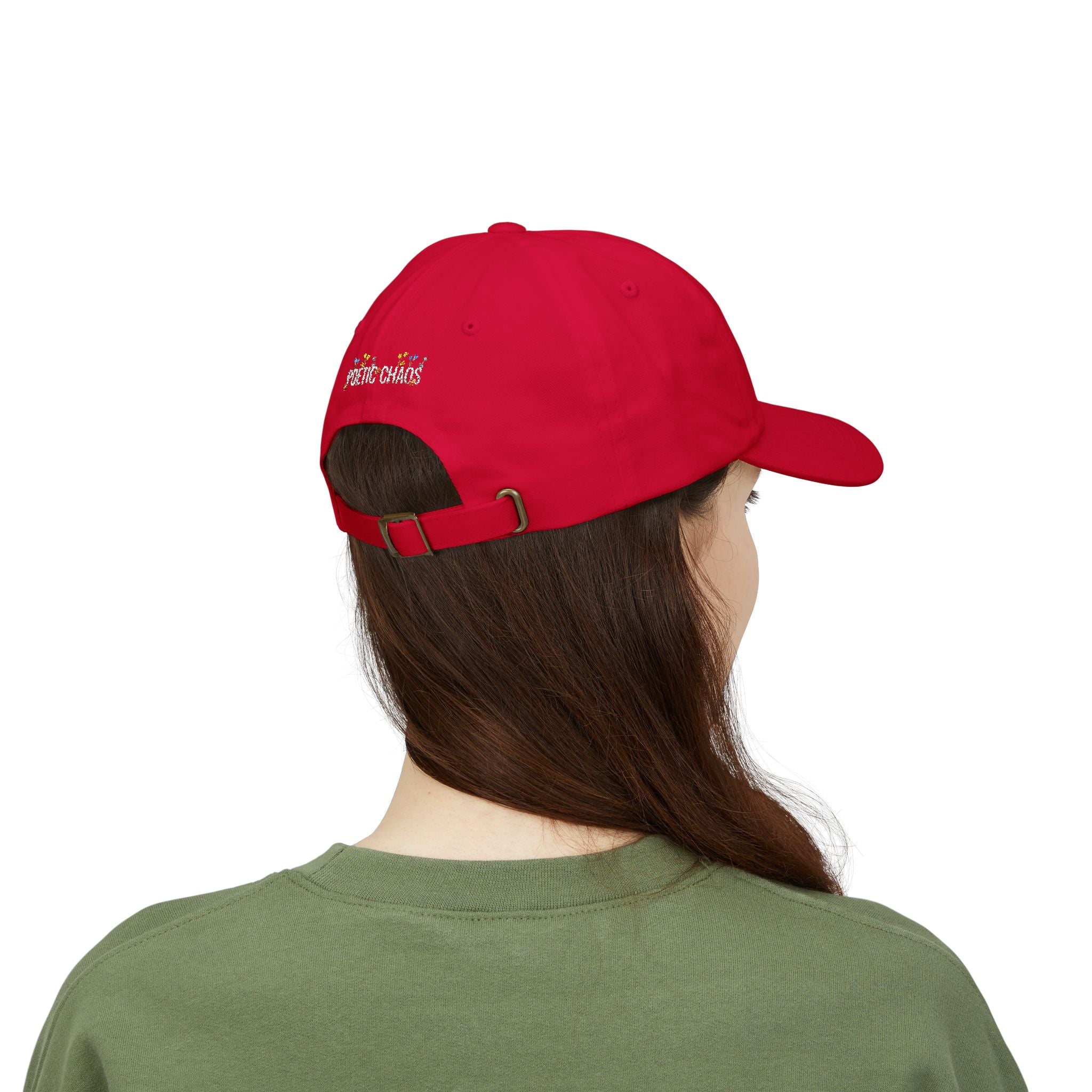 Poetic Chaos Dad Cap white Floral logo Embroidered Baseball Hat