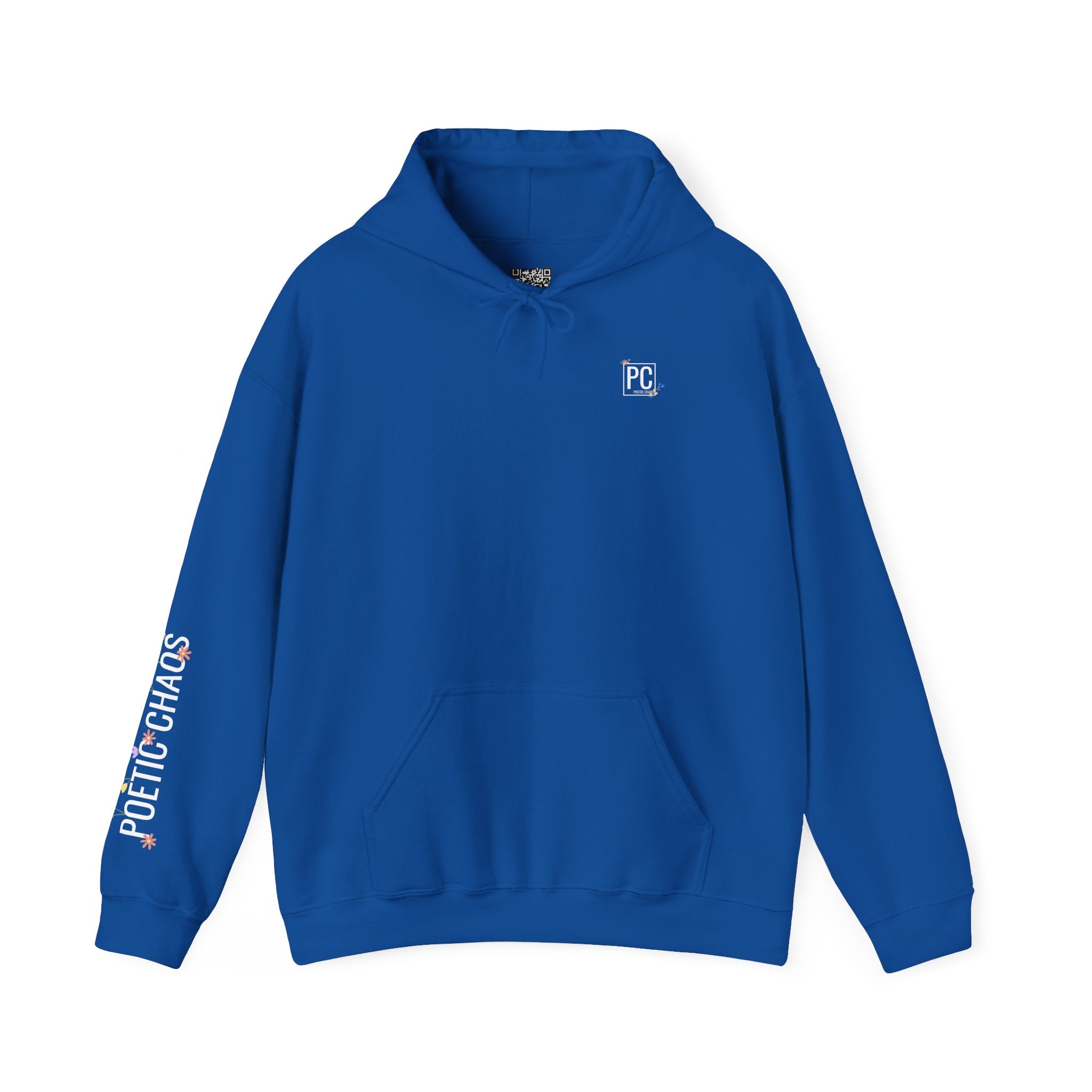 Poetic Chaos Sleeve Hoodie – Minimal white floral Logo Pullover