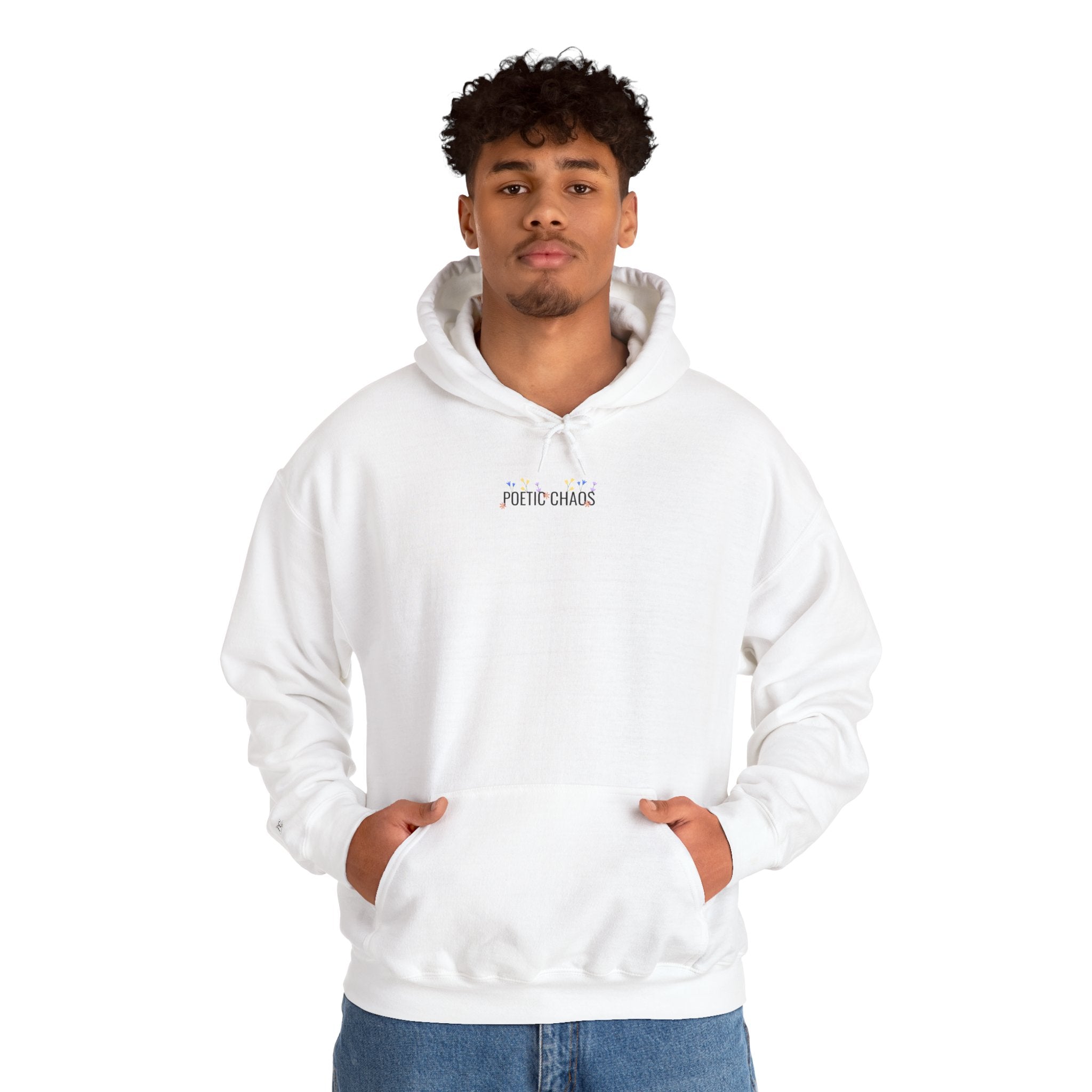 Minimalist 'Pale Chaos' Hoodie – Subtle Text floral Logo Pullover
