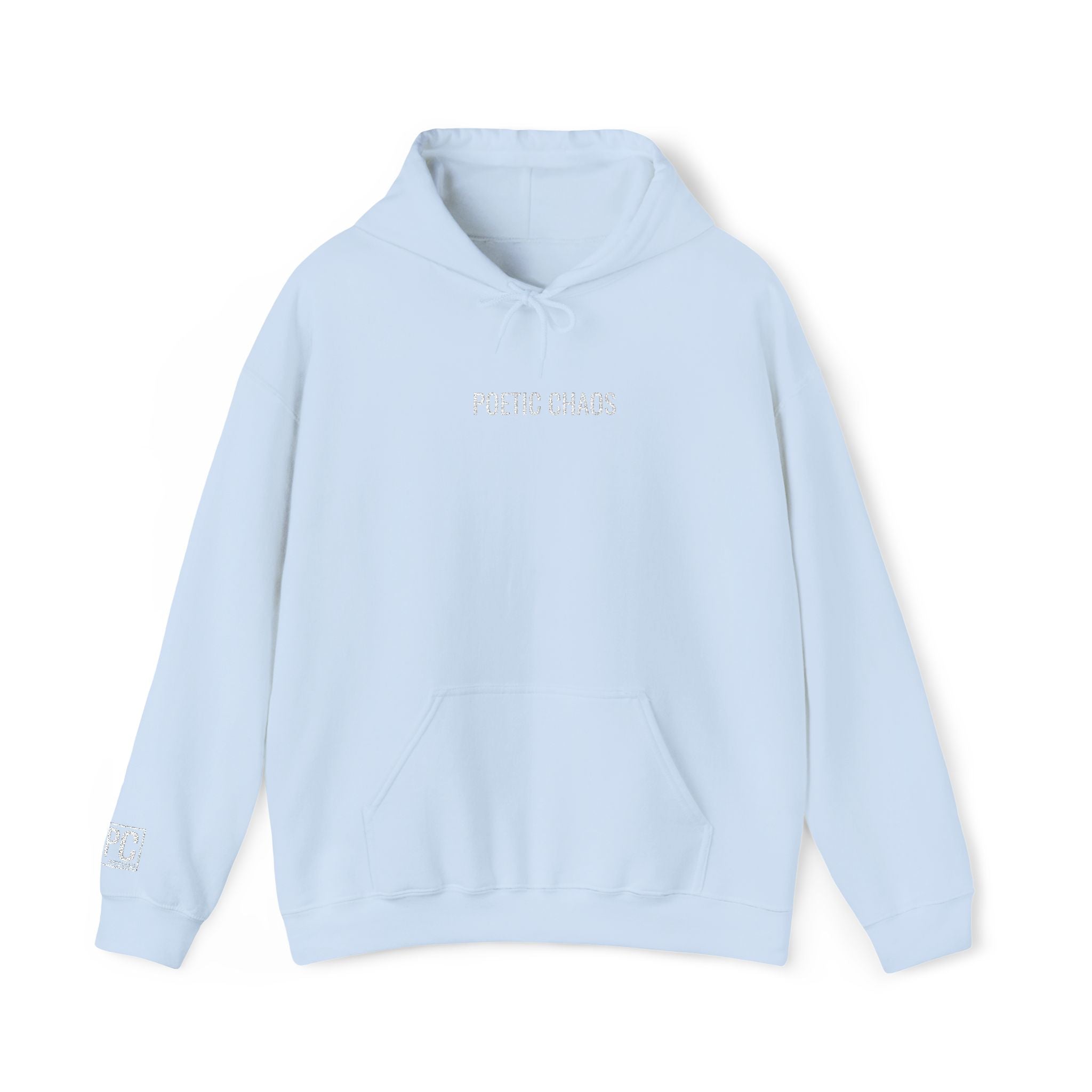 Poetic Chaos embroided white logo hoodie