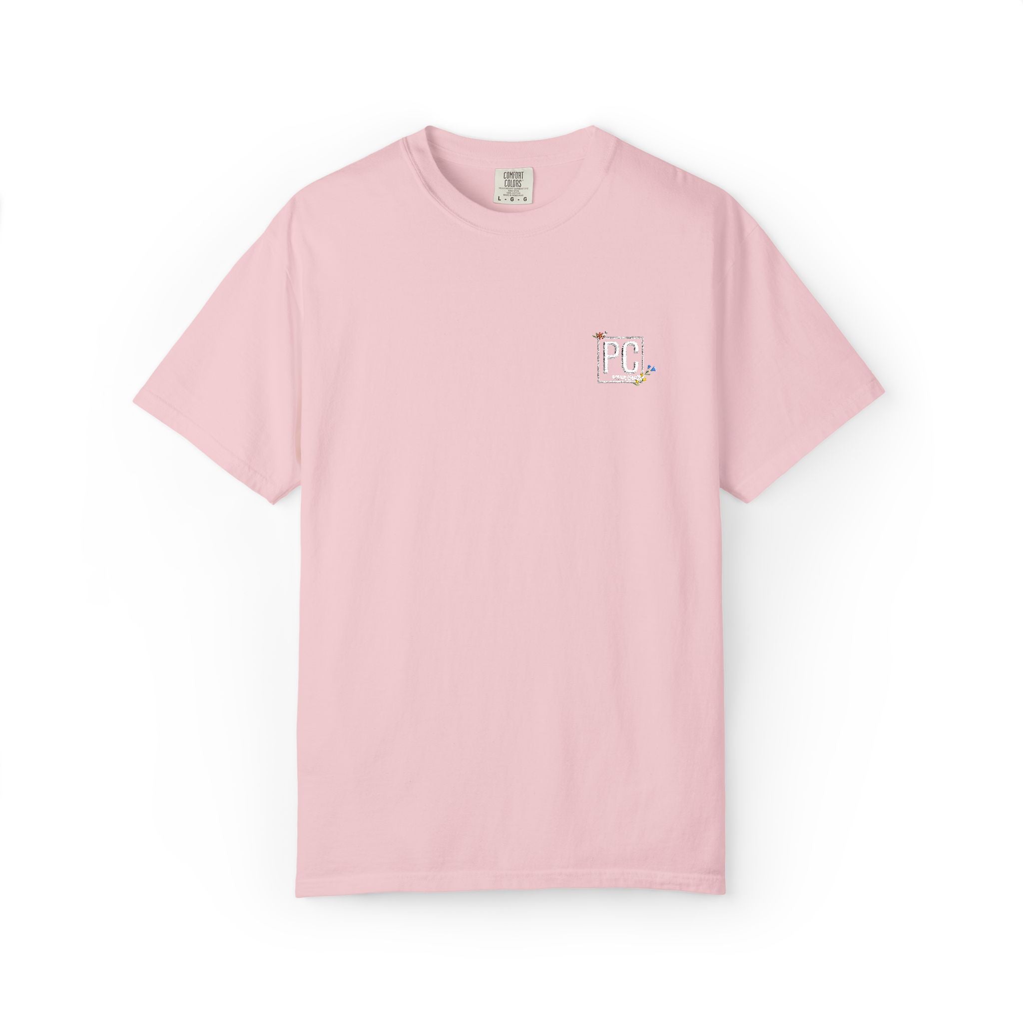 Poetic Chaos embroided white floral logo