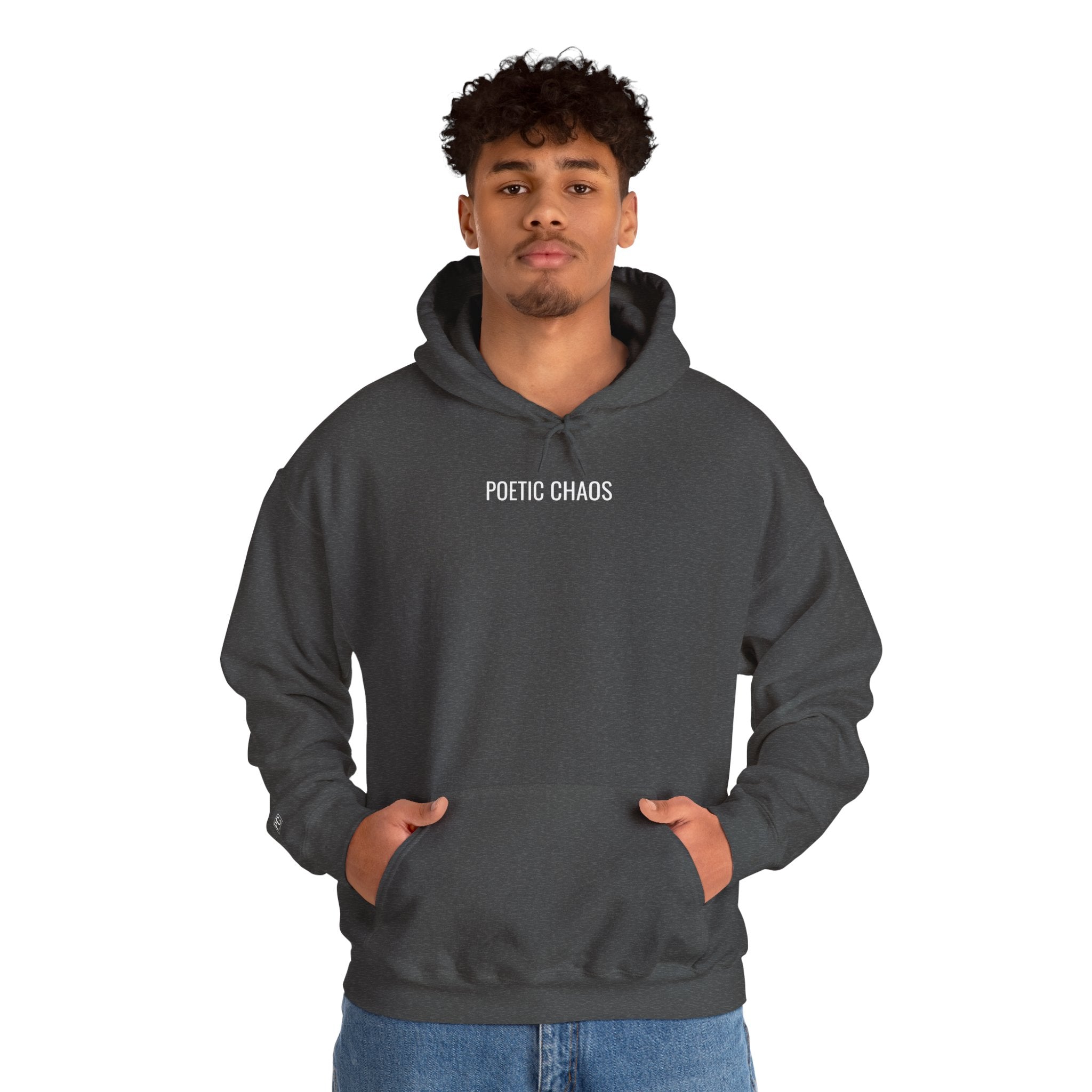 Poetic Chaos Hoodie — Minimal Black Streetwear Pullover white label