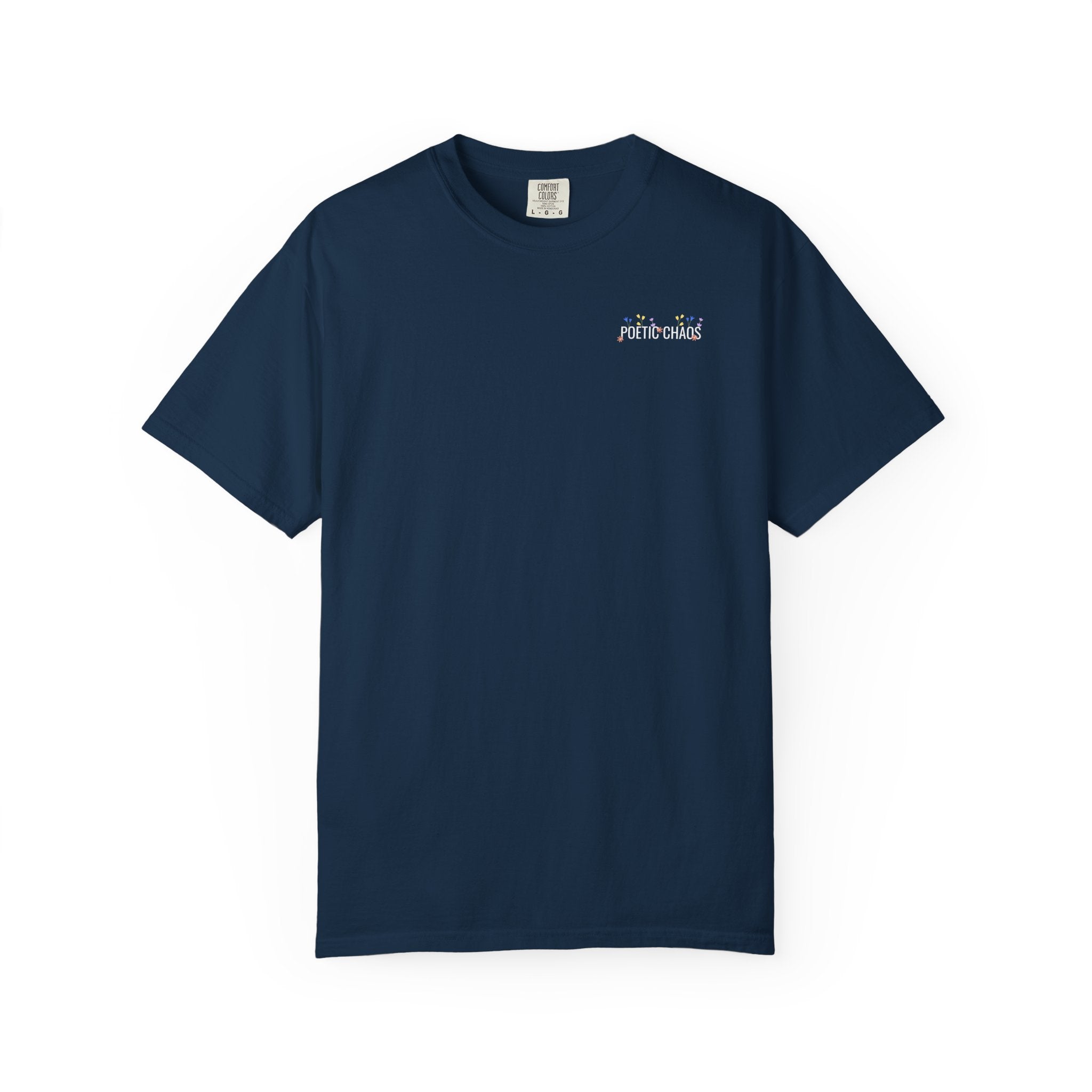 Poetic chaos minimal t-shirts floral white label