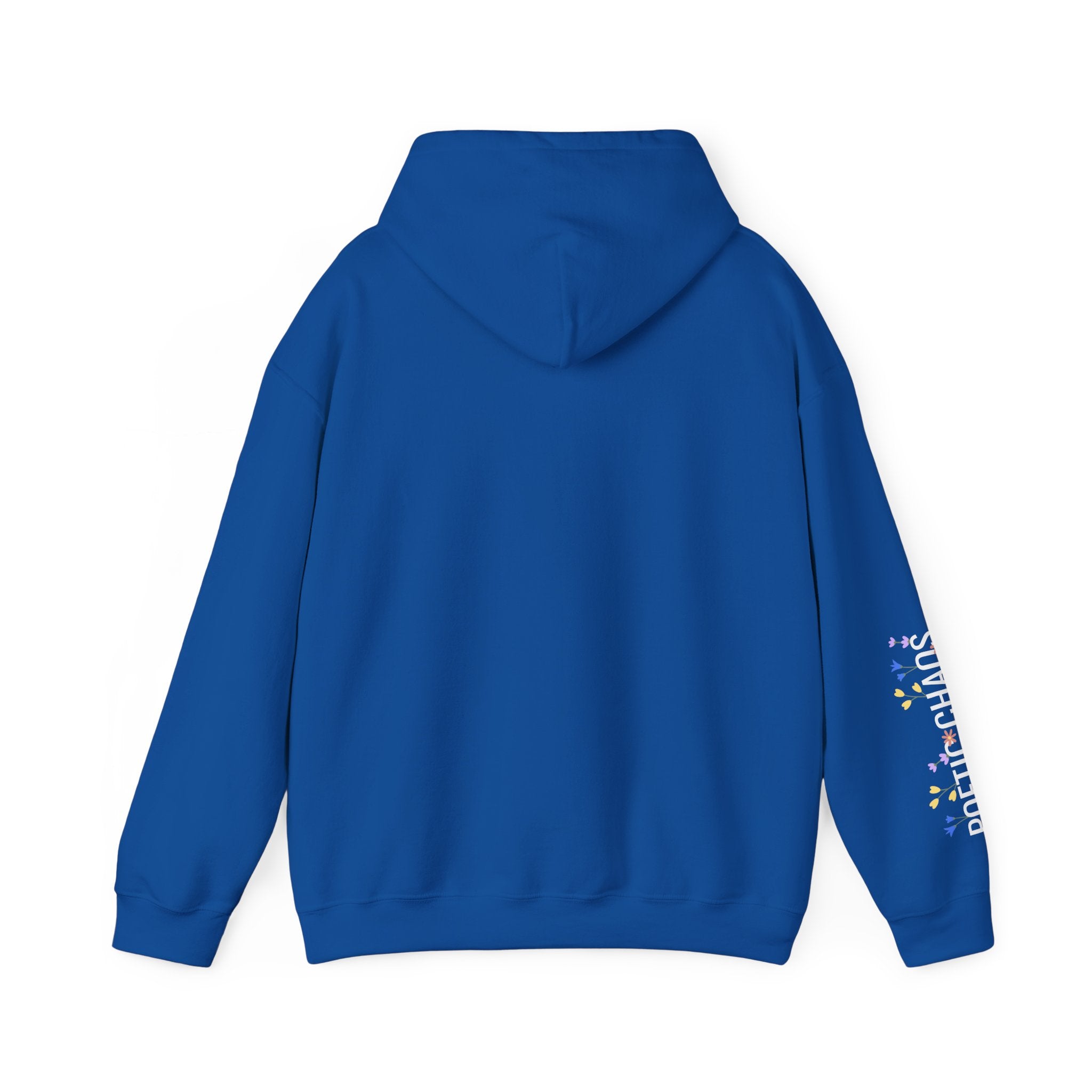 Poetic Chaos Sleeve Hoodie – Minimal white floral Logo Pullover