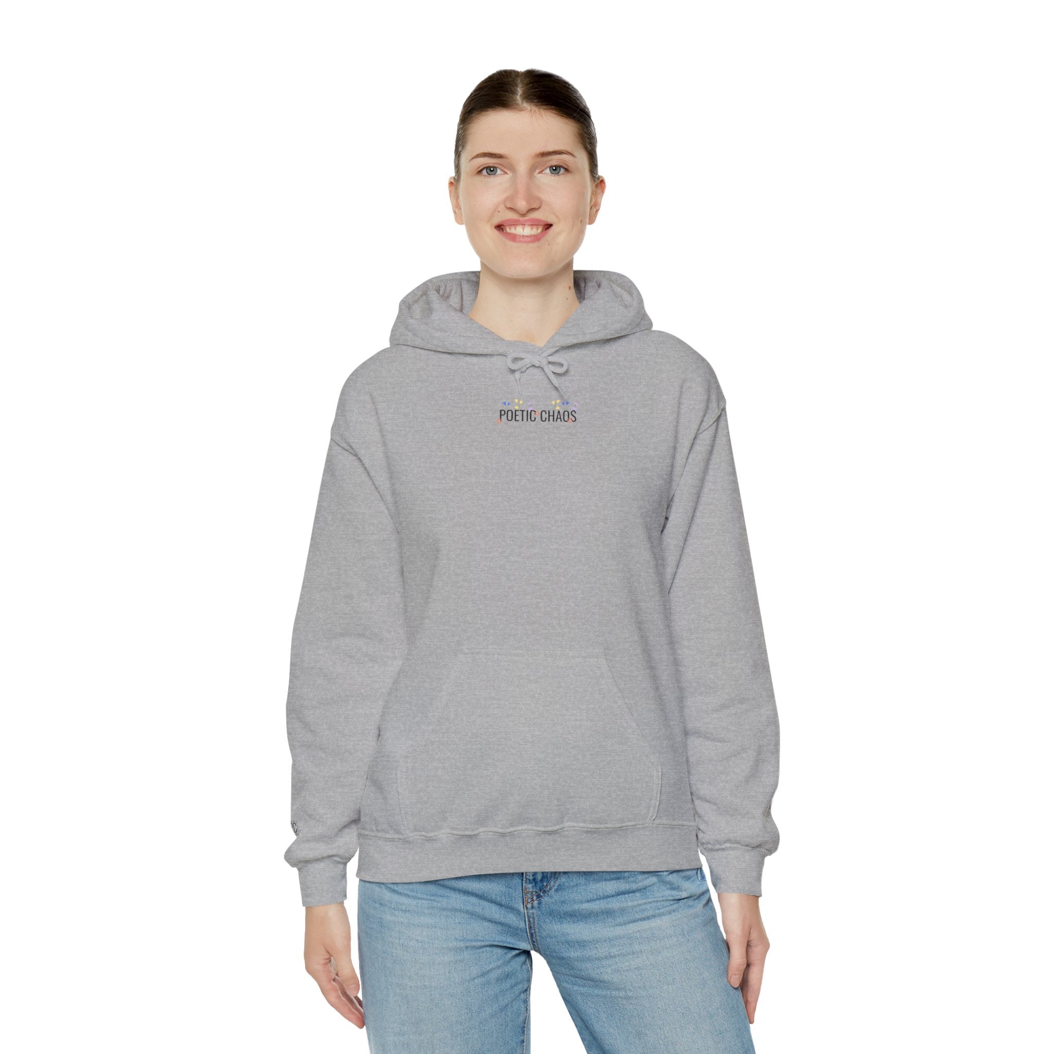 Minimalist 'Pale Chaos' Hoodie – Subtle Text floral Logo Pullover