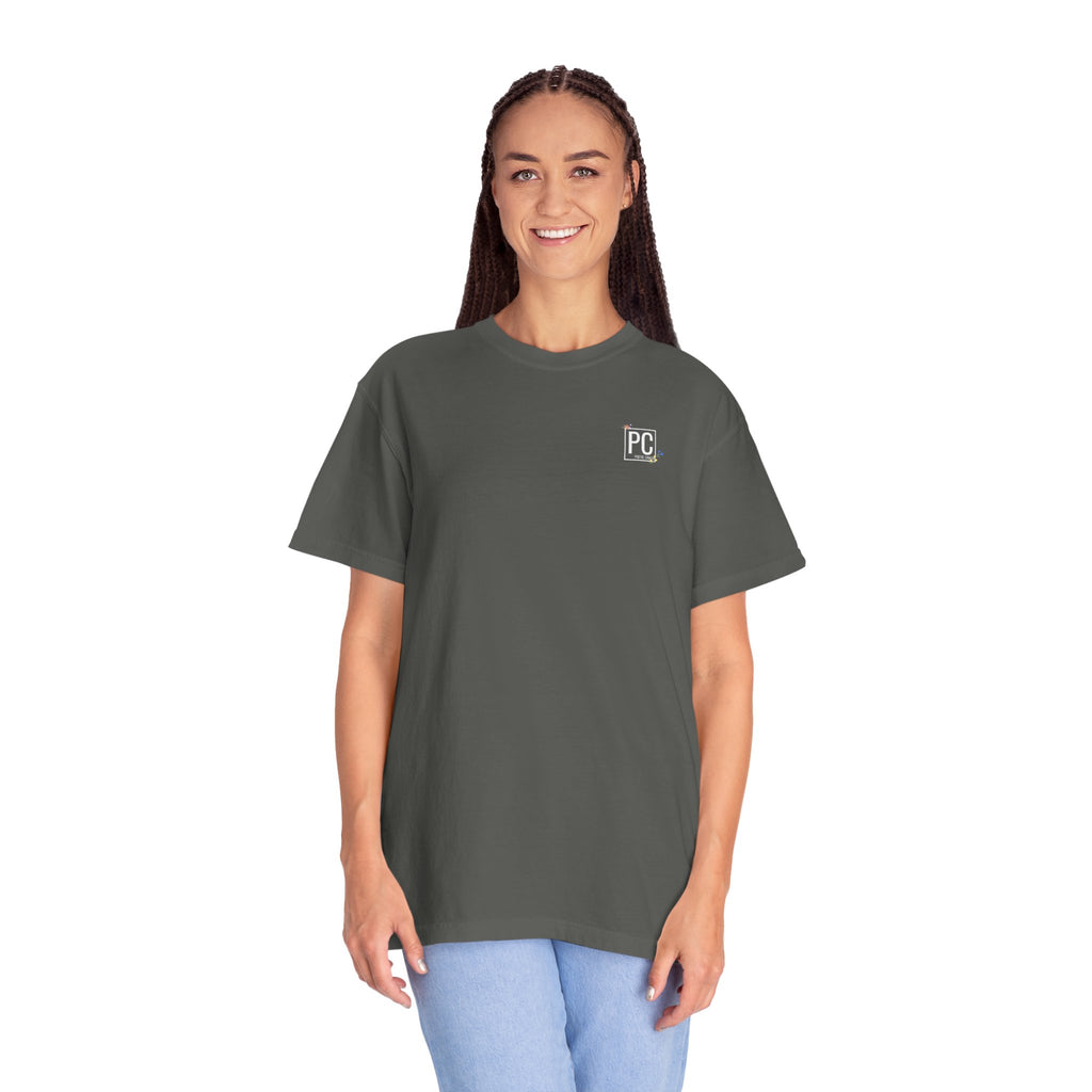 poetic chaos minimal t-shirt floral white logo label
