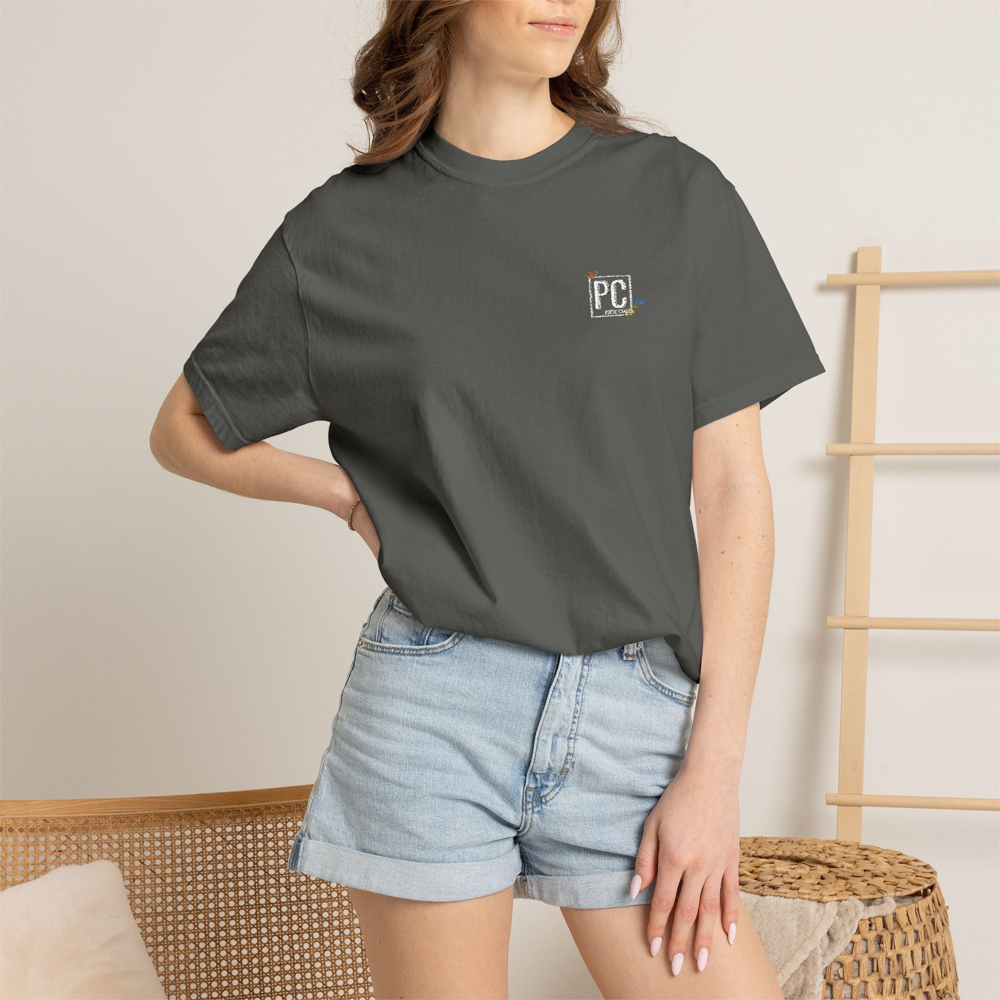 Poetic Chaos embroided white floral logo