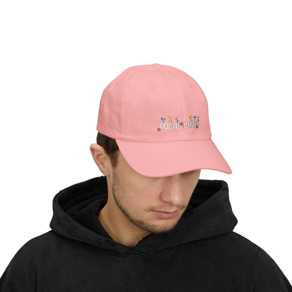 Poetic Chaos white floral logo dad cap-embroided