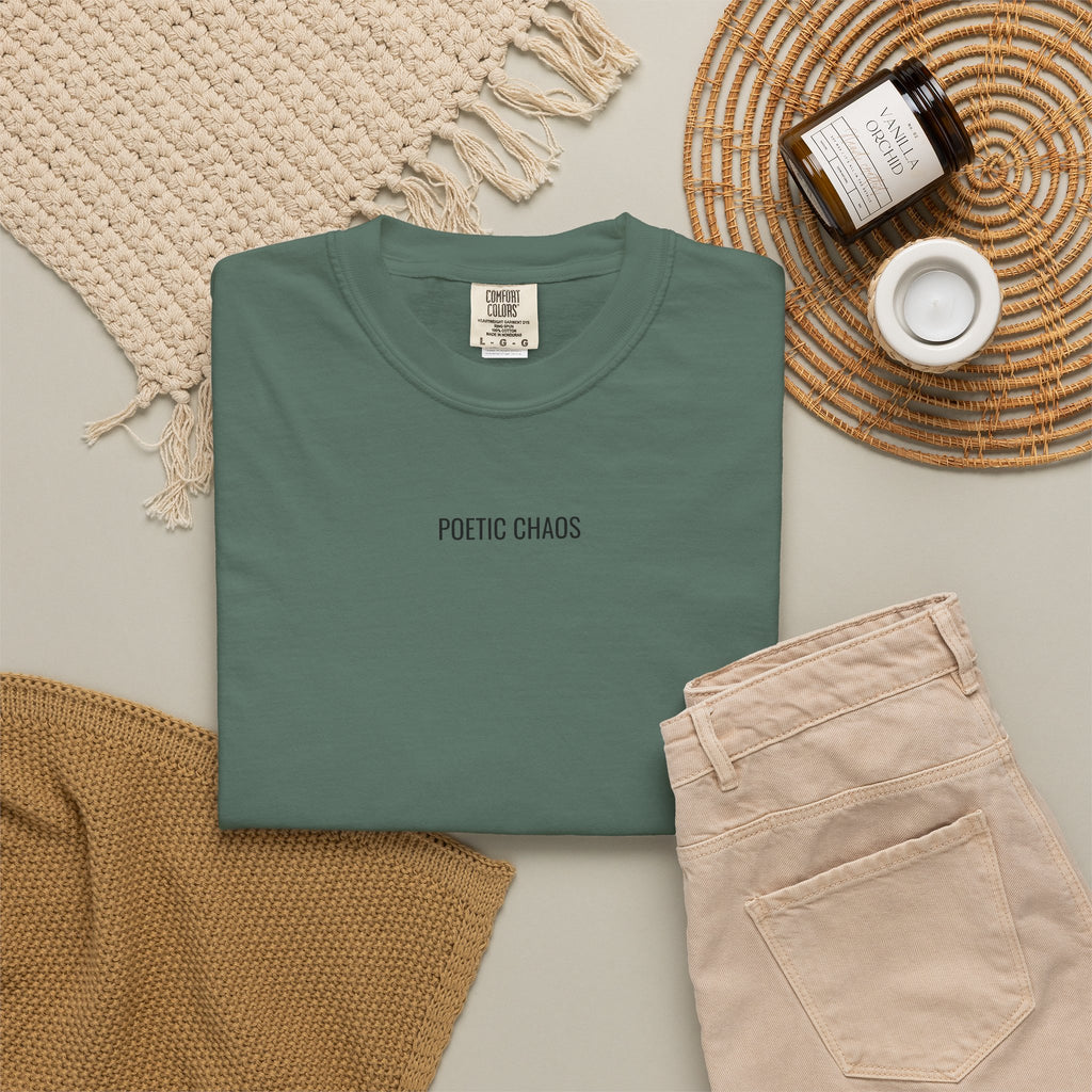 Poetic Chaos T-Shirt — Minimal Text Graphic Tee ("Poetic Chaos")