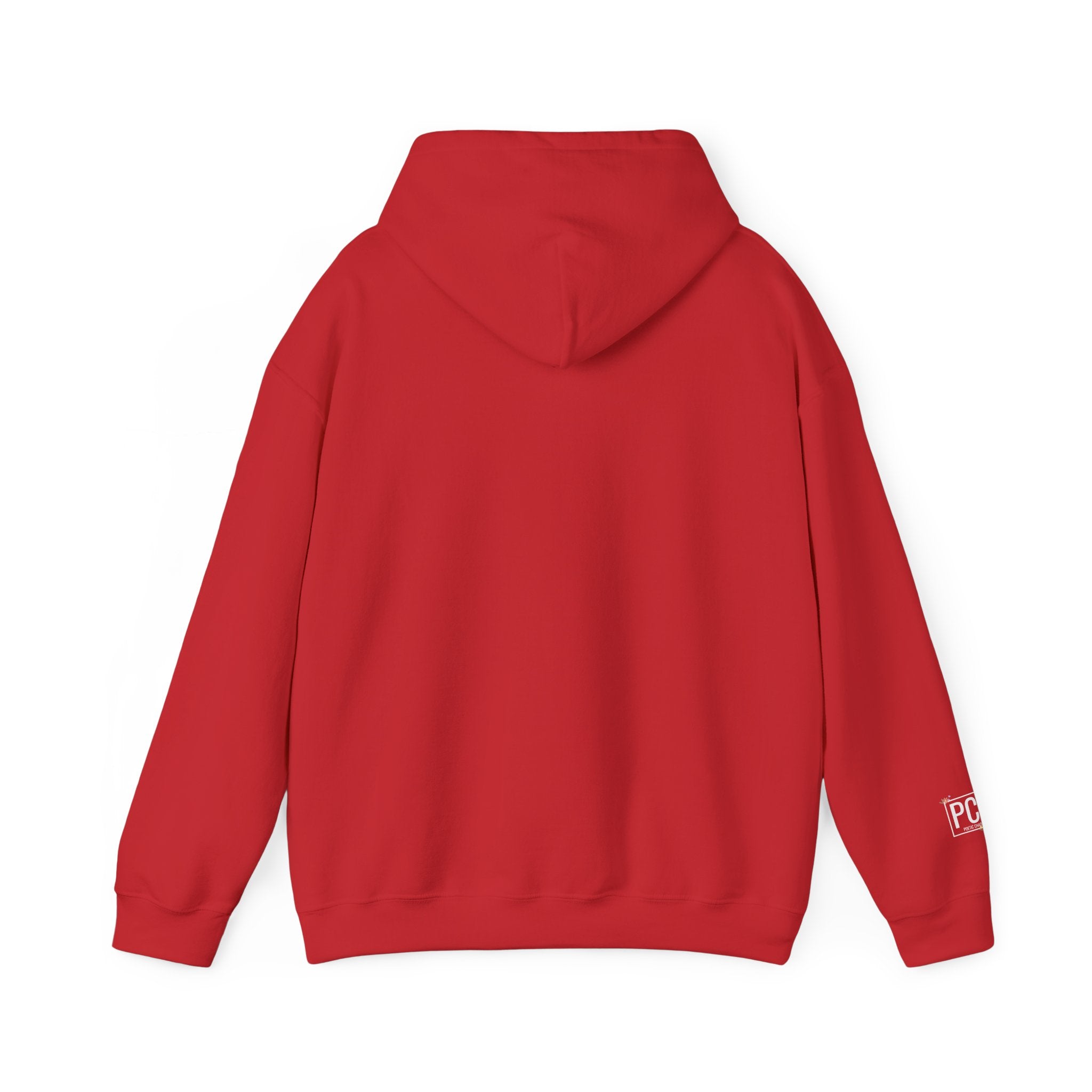 Poetic Chaos Hoodie — Small Chest white floral Logo & Sleeve Emblem