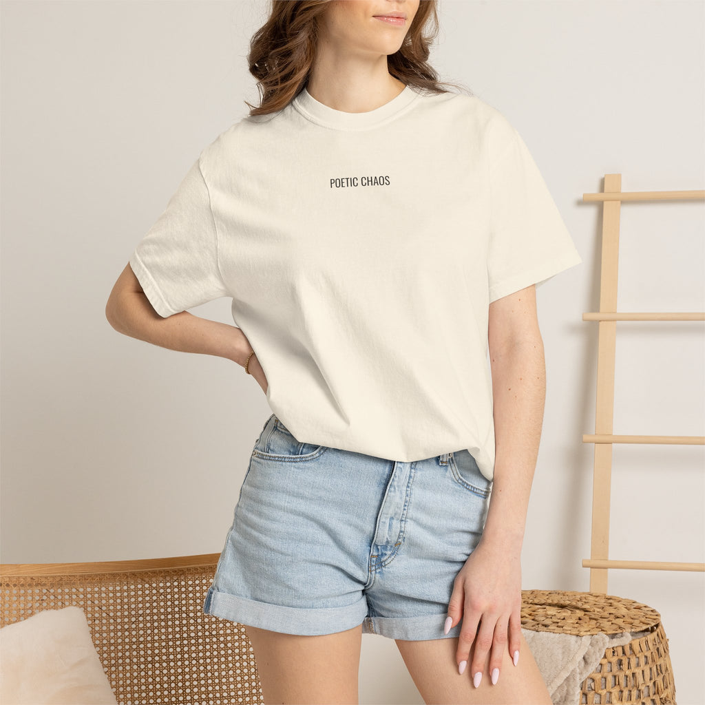Poetic Chaos T-Shirt — Minimal Text Graphic Tee ("Poetic Chaos")