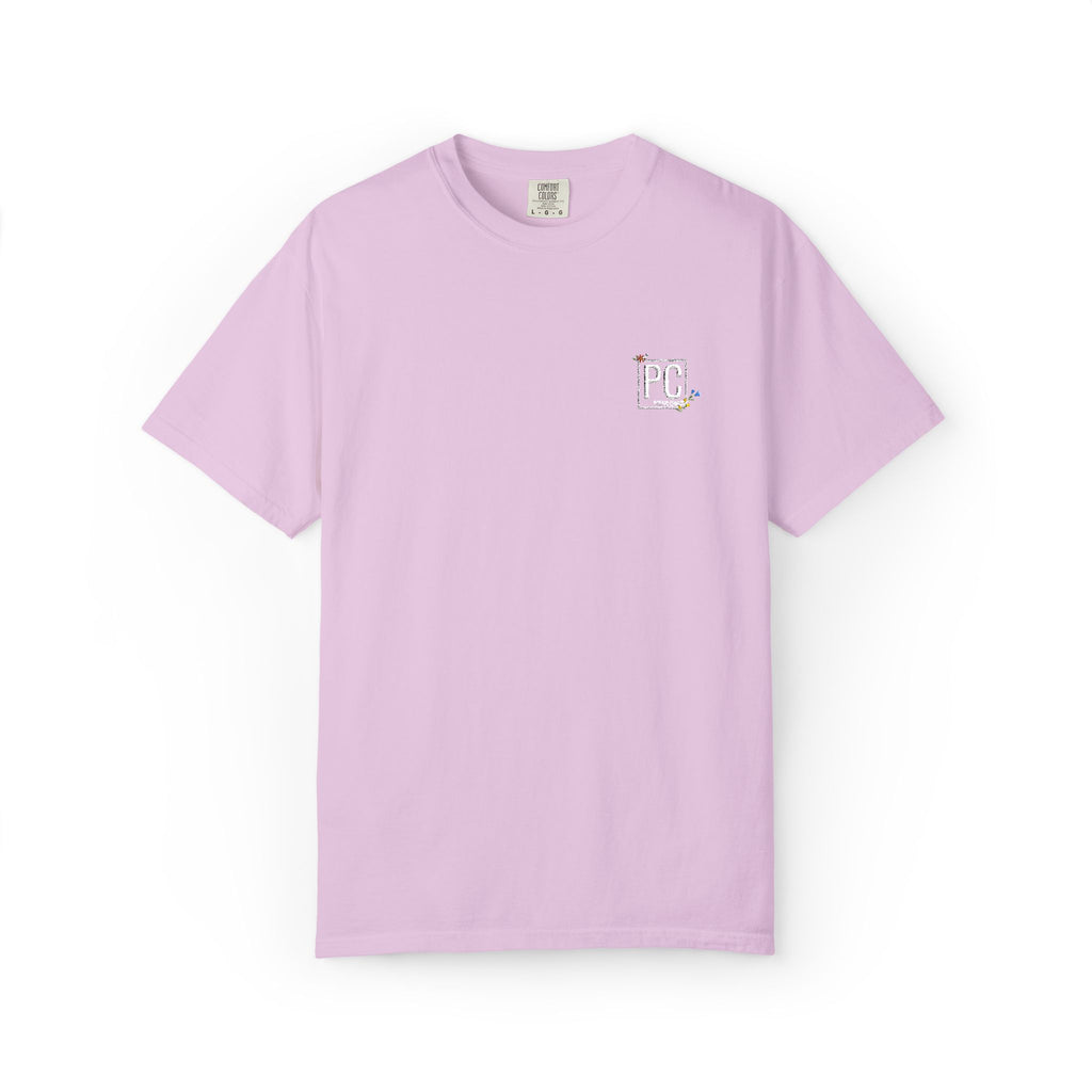 Poetic Chaos embroided white floral logo
