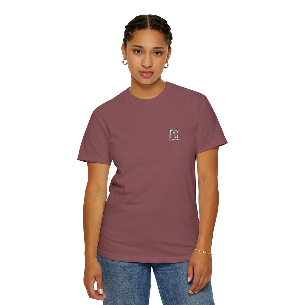 Poetic Chaos embroided white floral logo