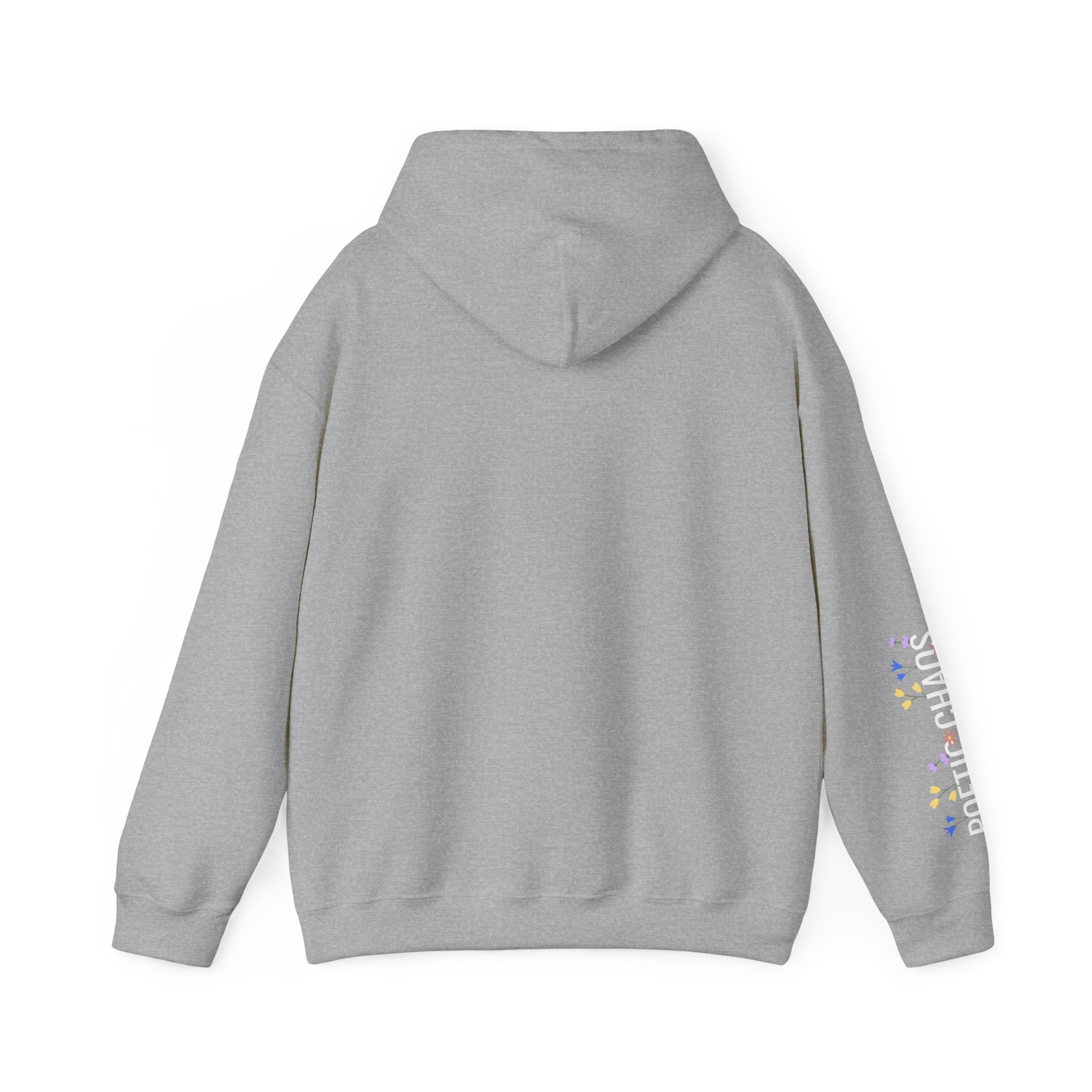 Poetic Chaos Sleeve Hoodie – Minimal white floral Logo Pullover