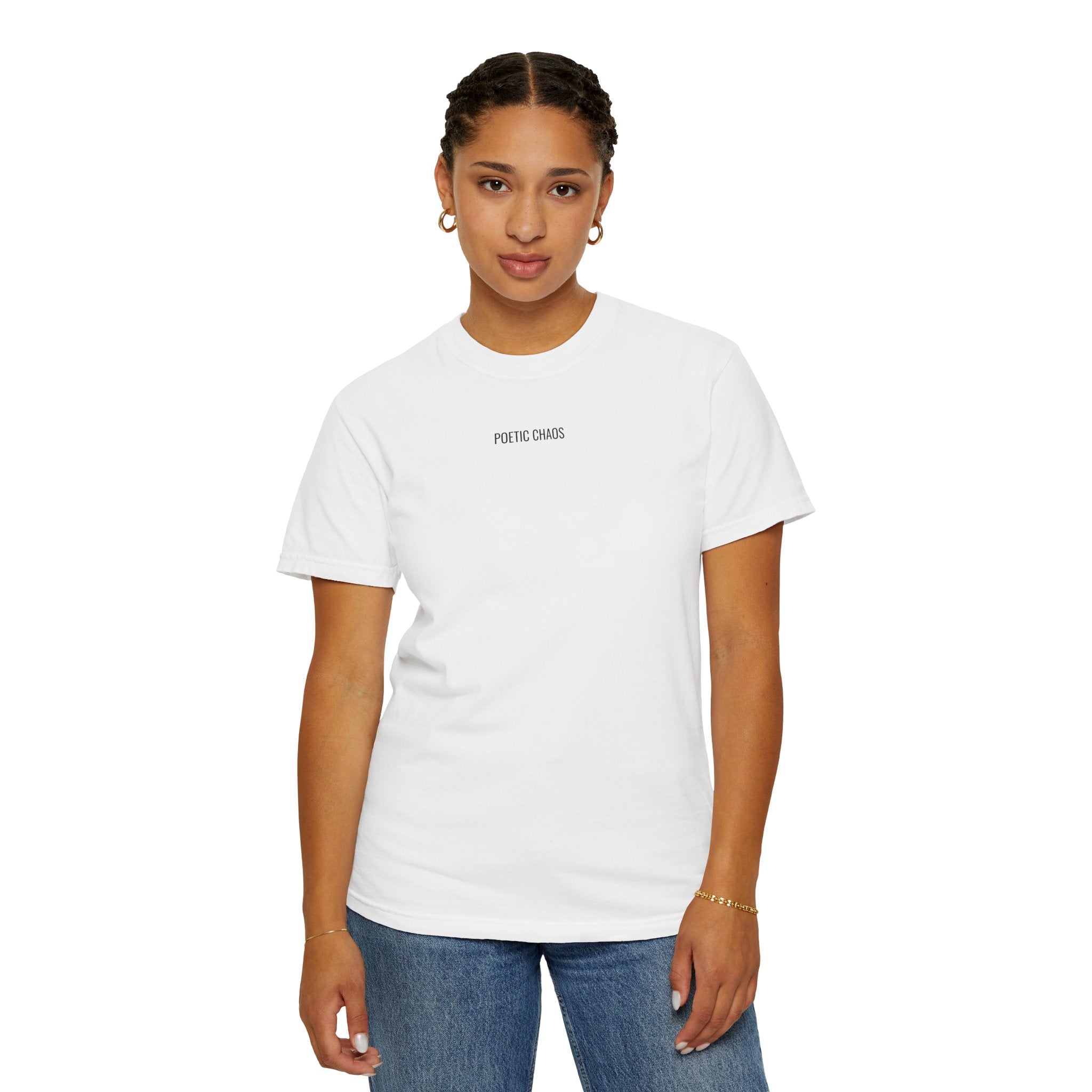 Poetic Chaos T-Shirt — Minimal Text Graphic Tee ("Poetic Chaos")