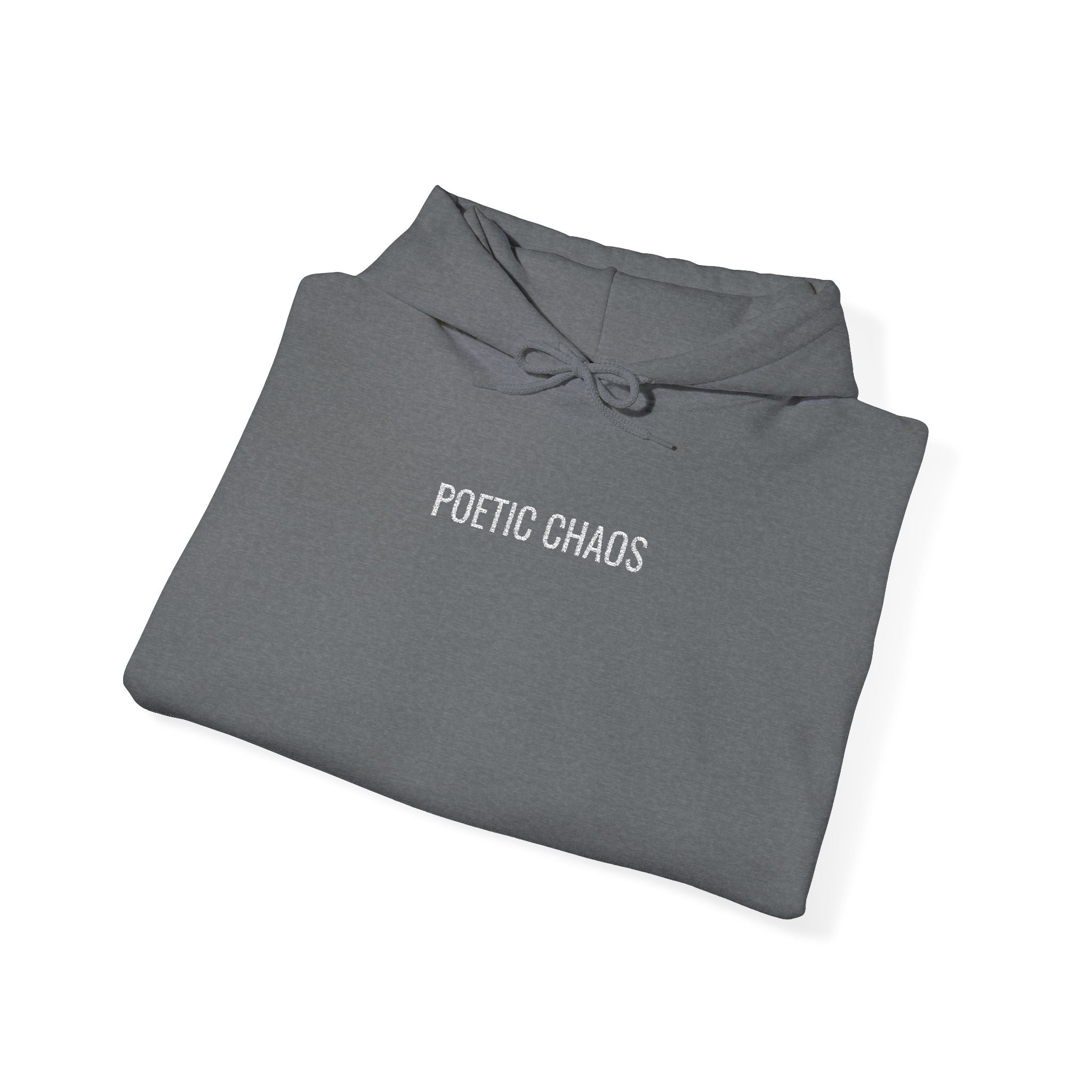 Poetic Chaos embroided white logo hoodie