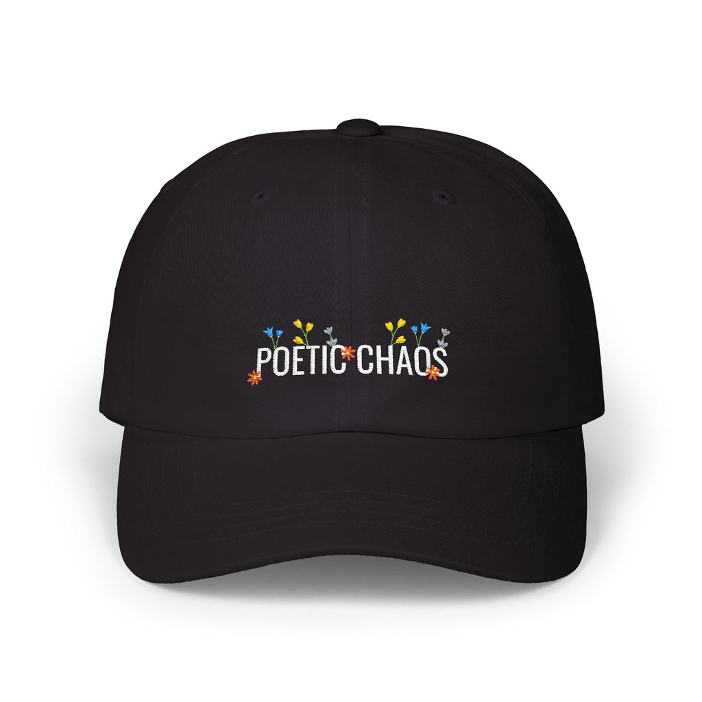 Poetic Chaos white floral logo dad cap-embroided