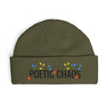 Poetic Chaos Embroidered Cuff Beanie - Floral Knit Winter Hat