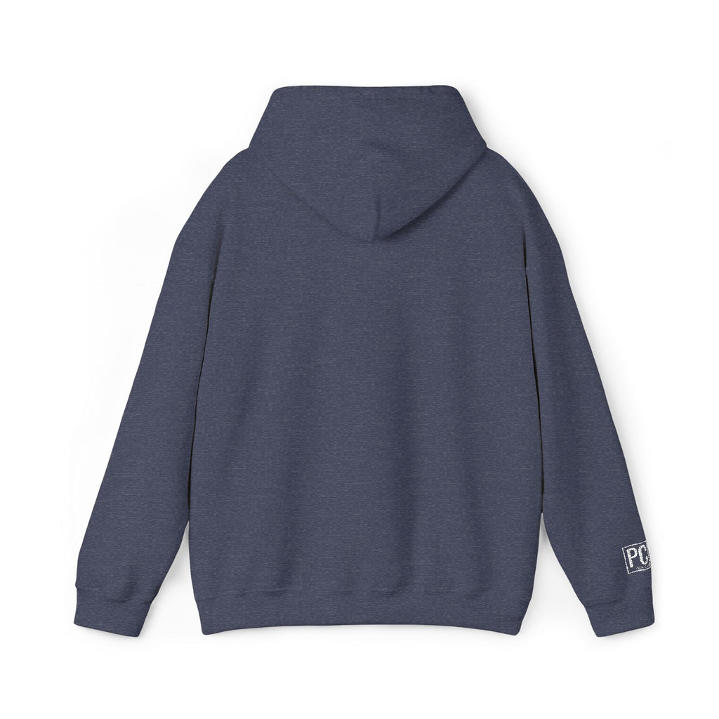 Poetic Chaos embroided white logo hoodie