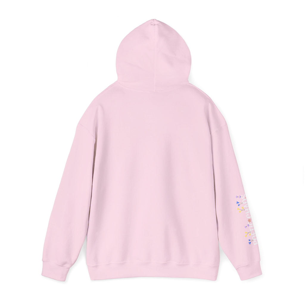Poetic Chaos Sleeve Hoodie – Minimal white floral Logo Pullover
