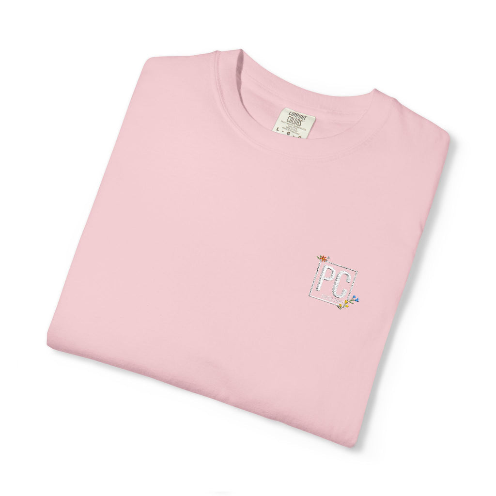 Poetic Chaos embroided white floral logo