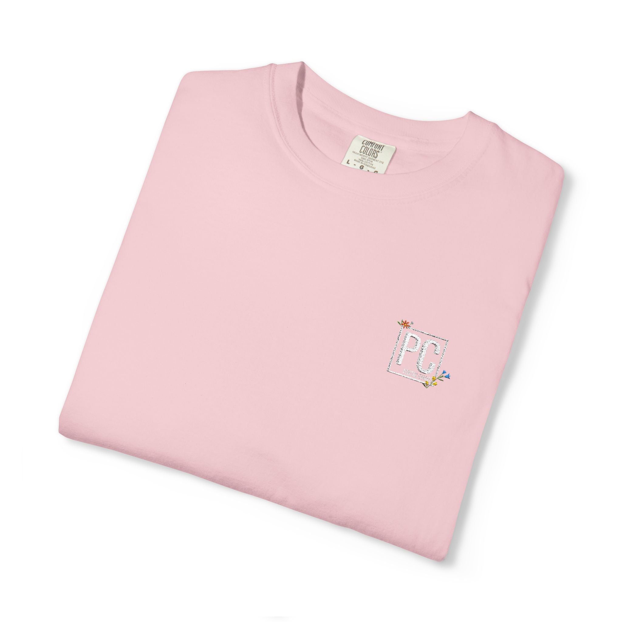 Poetic Chaos embroided white floral logo