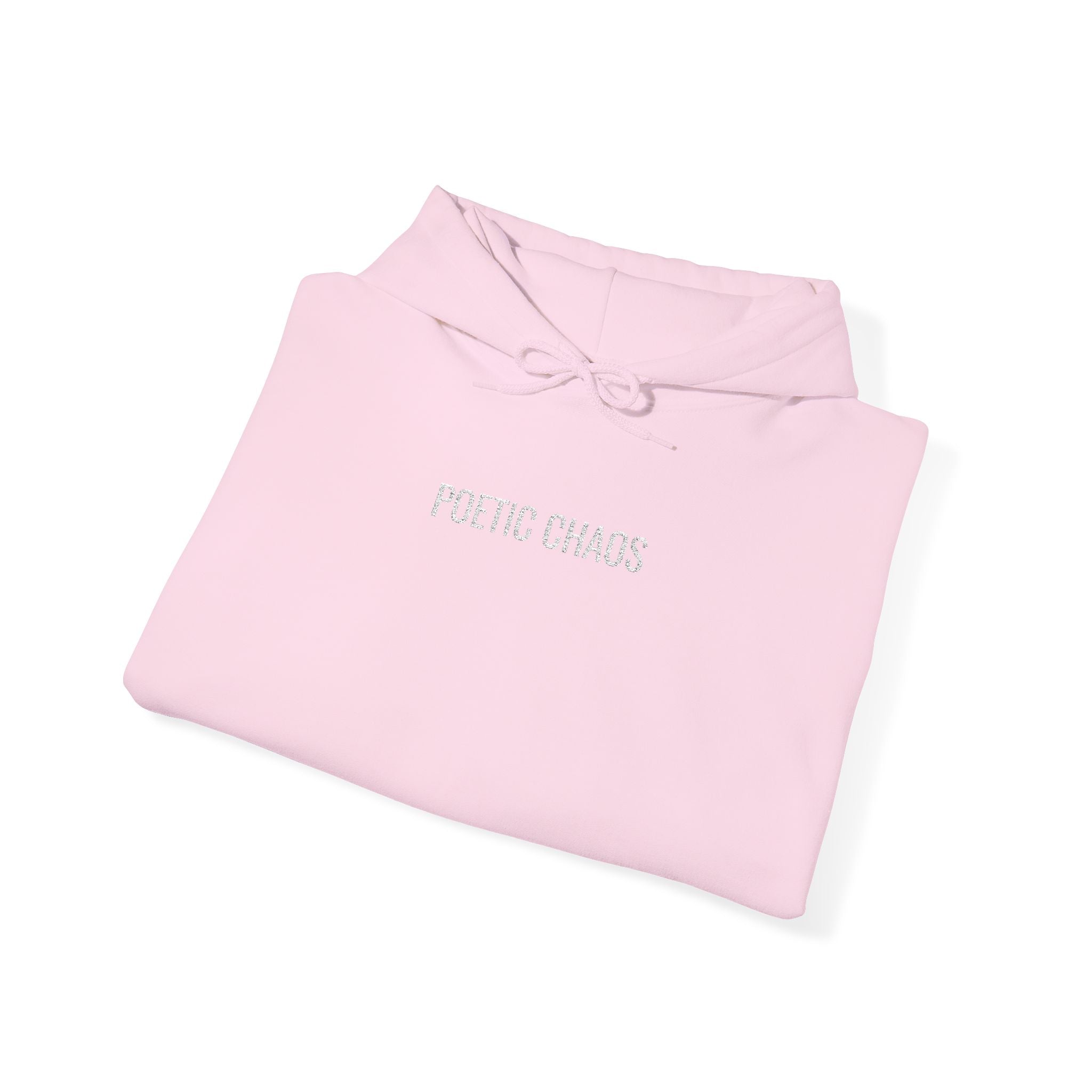 Poetic Chaos embroided white logo hoodie