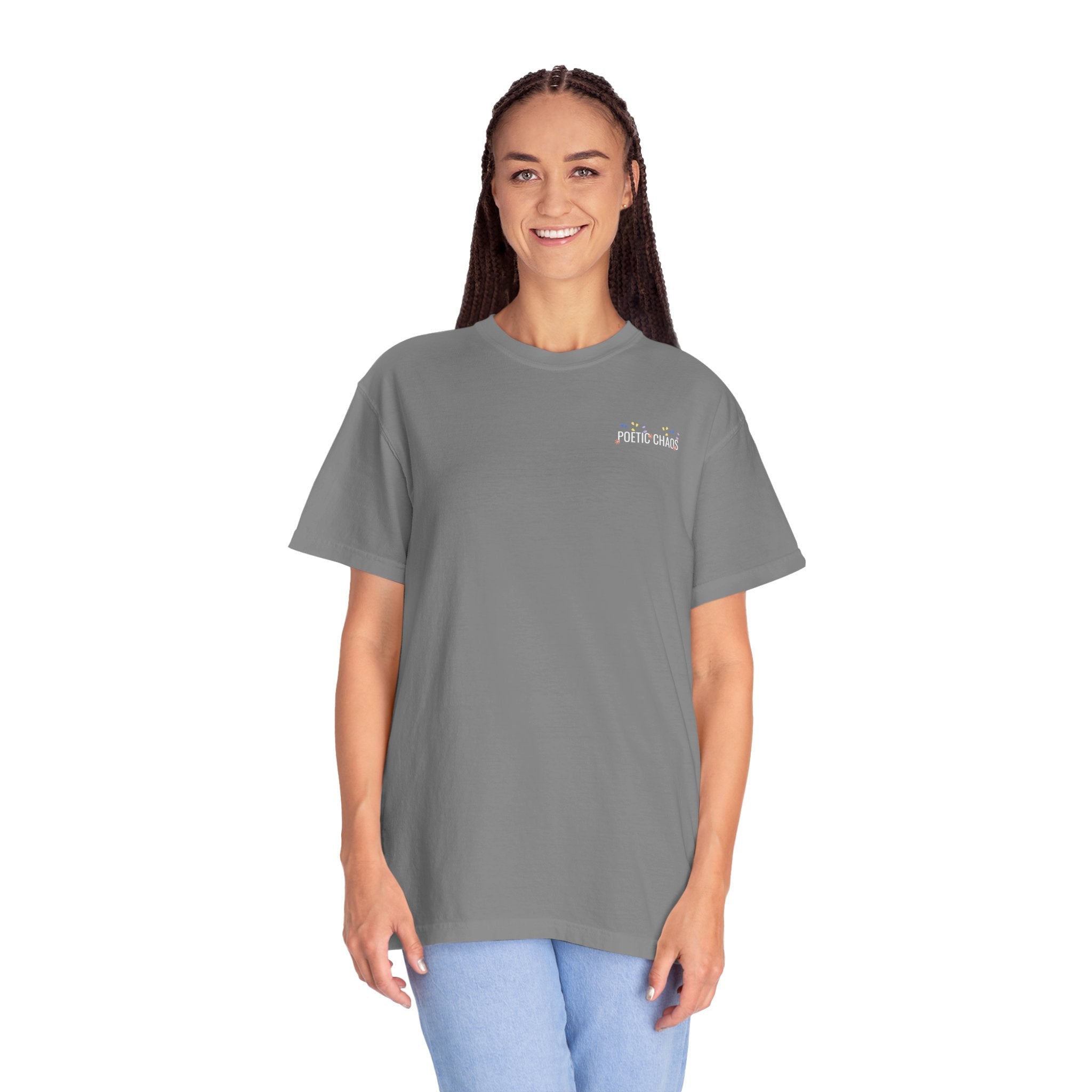 Poetic chaos minimal t-shirts floral white label