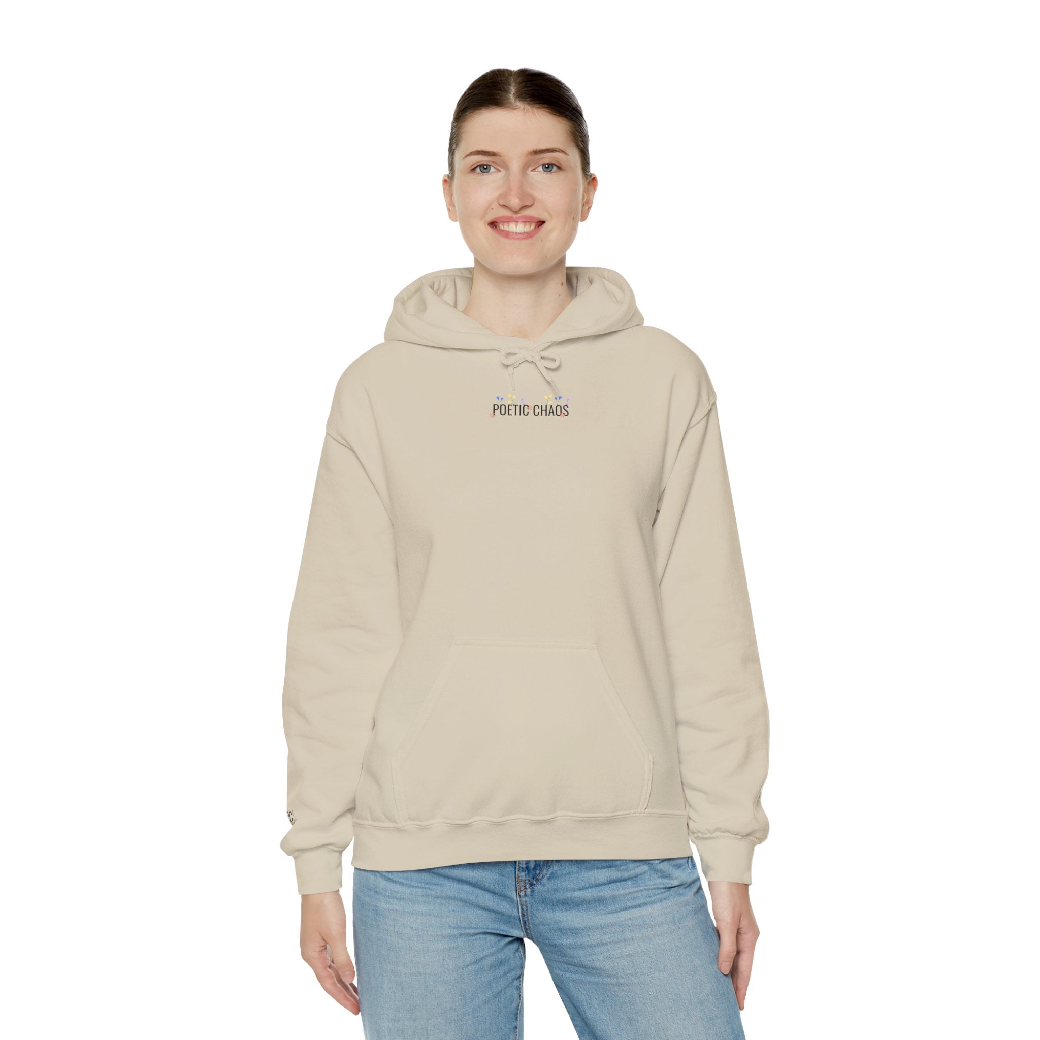 Minimalist 'Pale Chaos' Hoodie – Subtle Text floral Logo Pullover