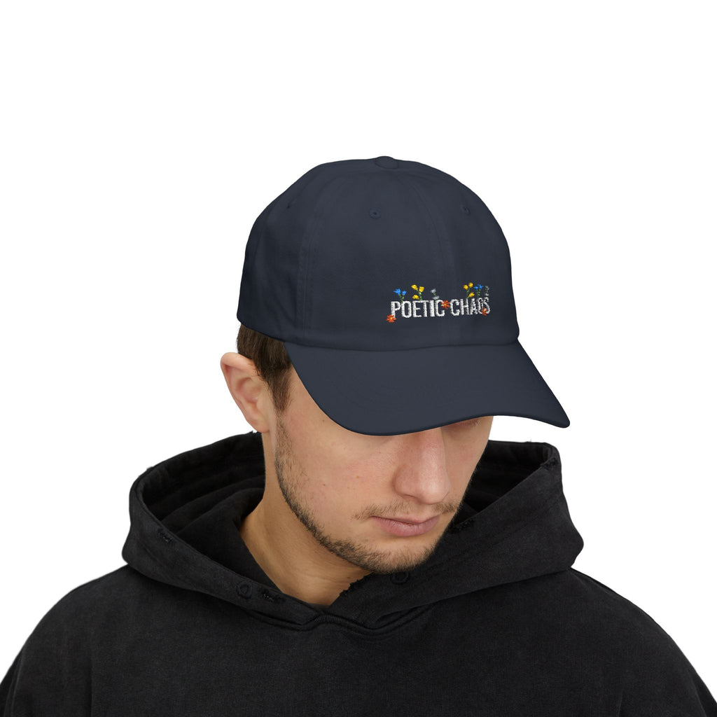 Poetic Chaos white floral logo dad cap-embroided