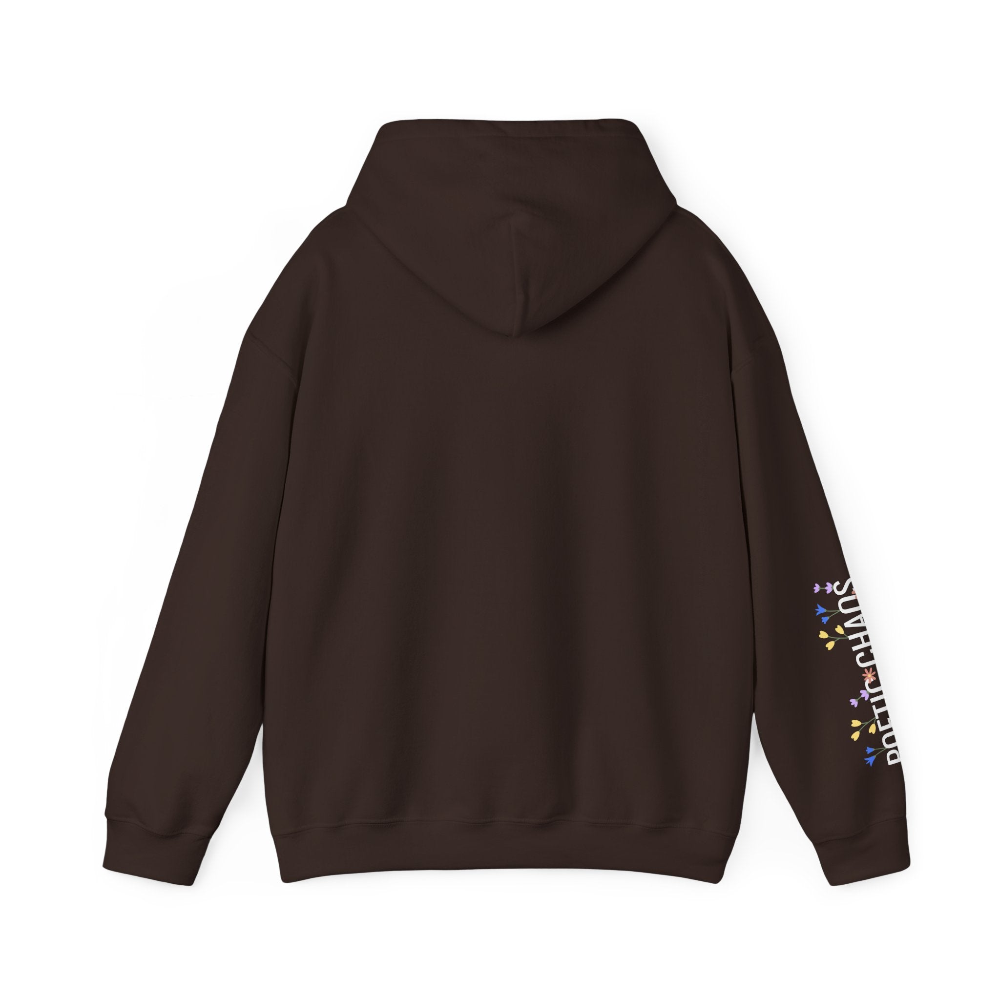 Poetic Chaos Sleeve Hoodie – Minimal white floral Logo Pullover