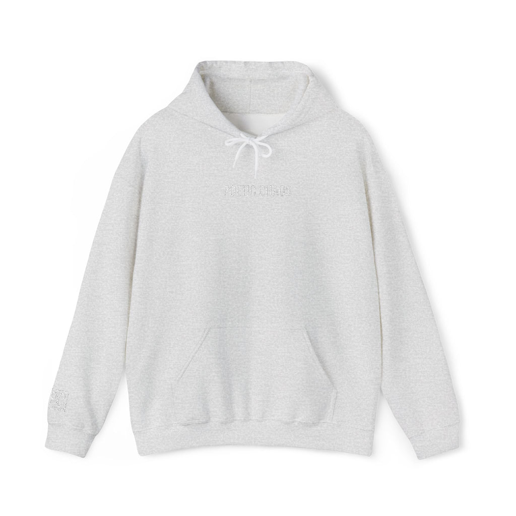 Poetic Chaos embroided white logo hoodie