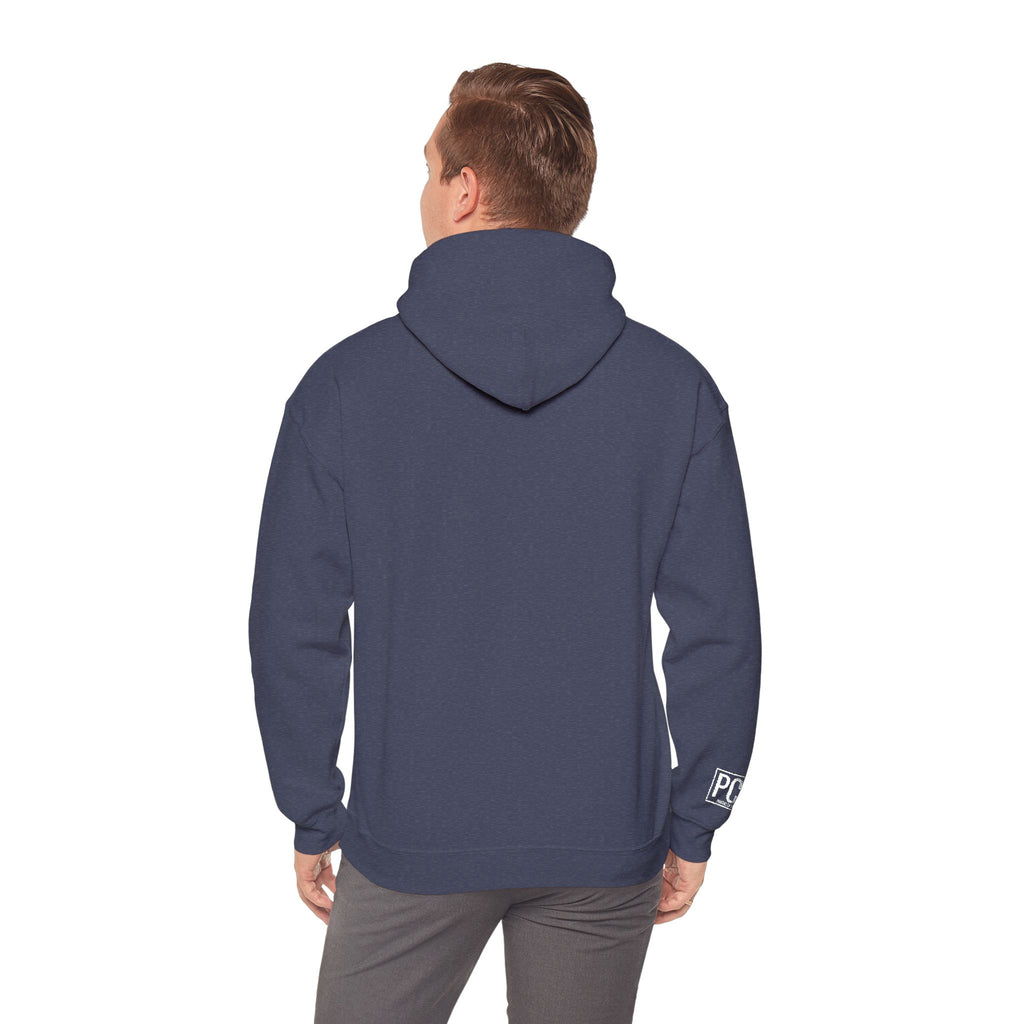 Poetic Chaos embroided white logo hoodie
