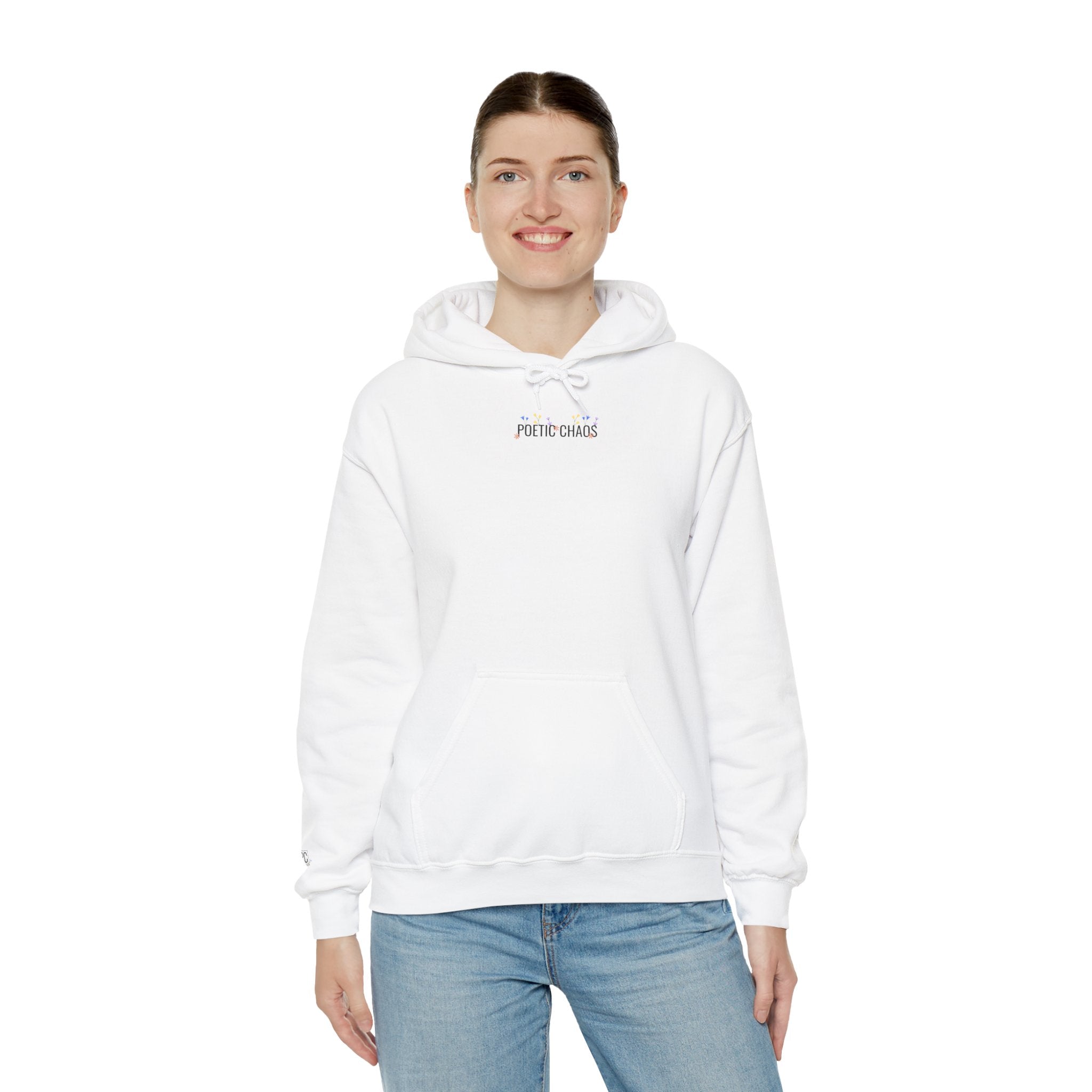 Minimalist 'Pale Chaos' Hoodie – Subtle Text floral Logo Pullover