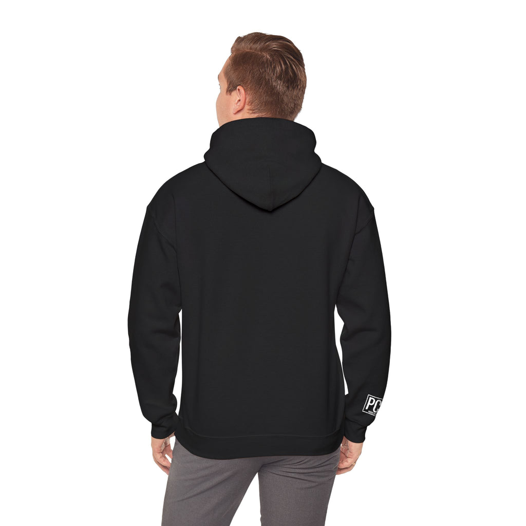 Poetic Chaos embroided white logo hoodie