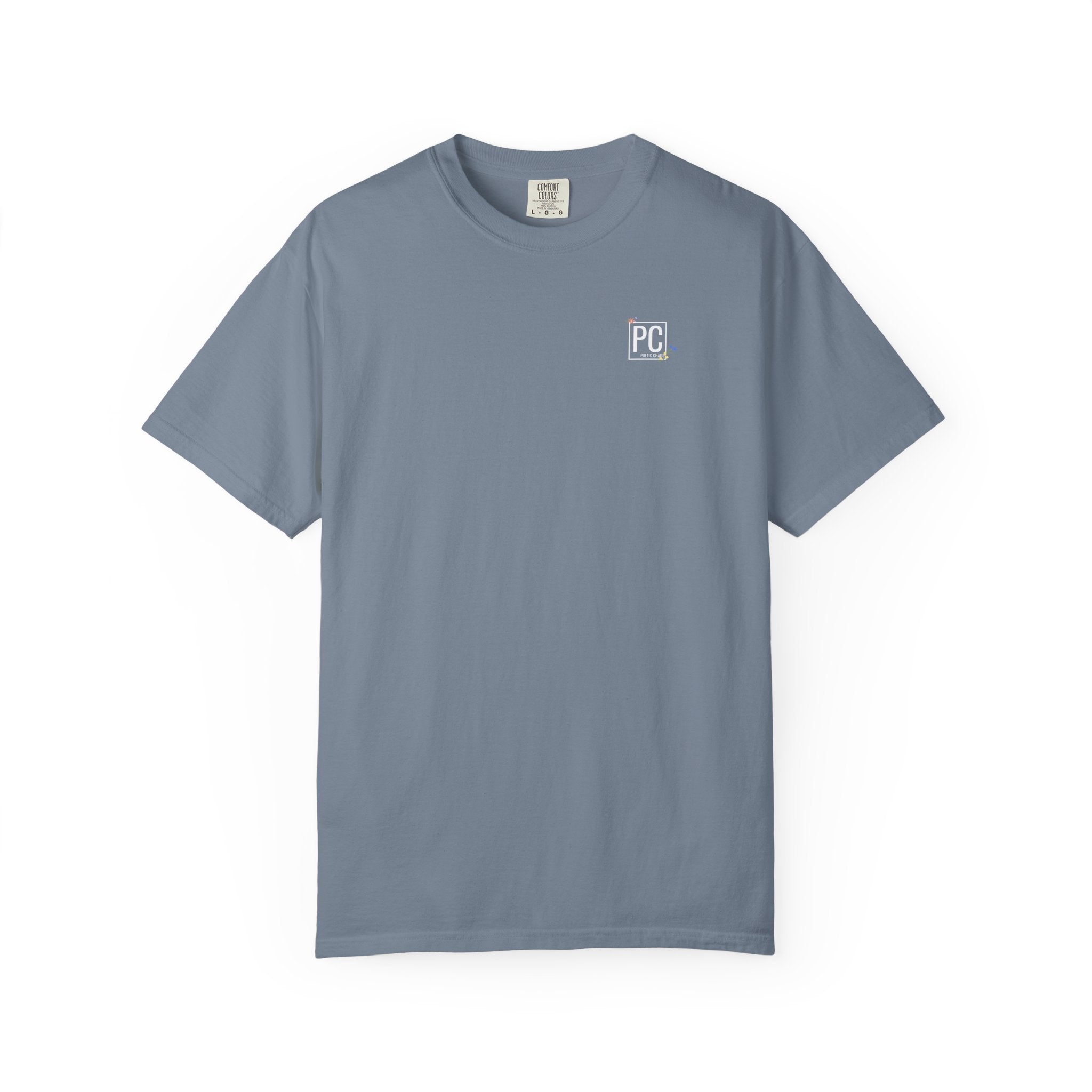 poetic chaos minimal t-shirt floral white logo label